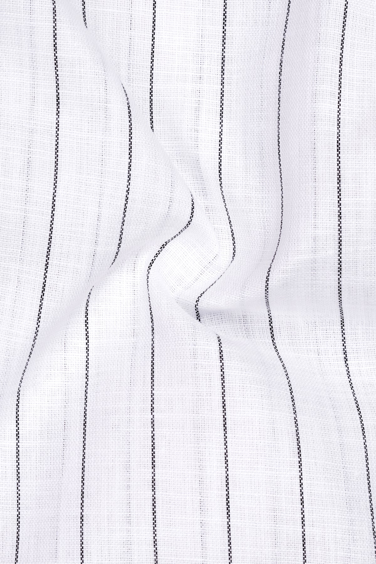 Elysian-Bright White And Jade Black Pin Striped Luxurious Linen Mandarin Casual Shirt