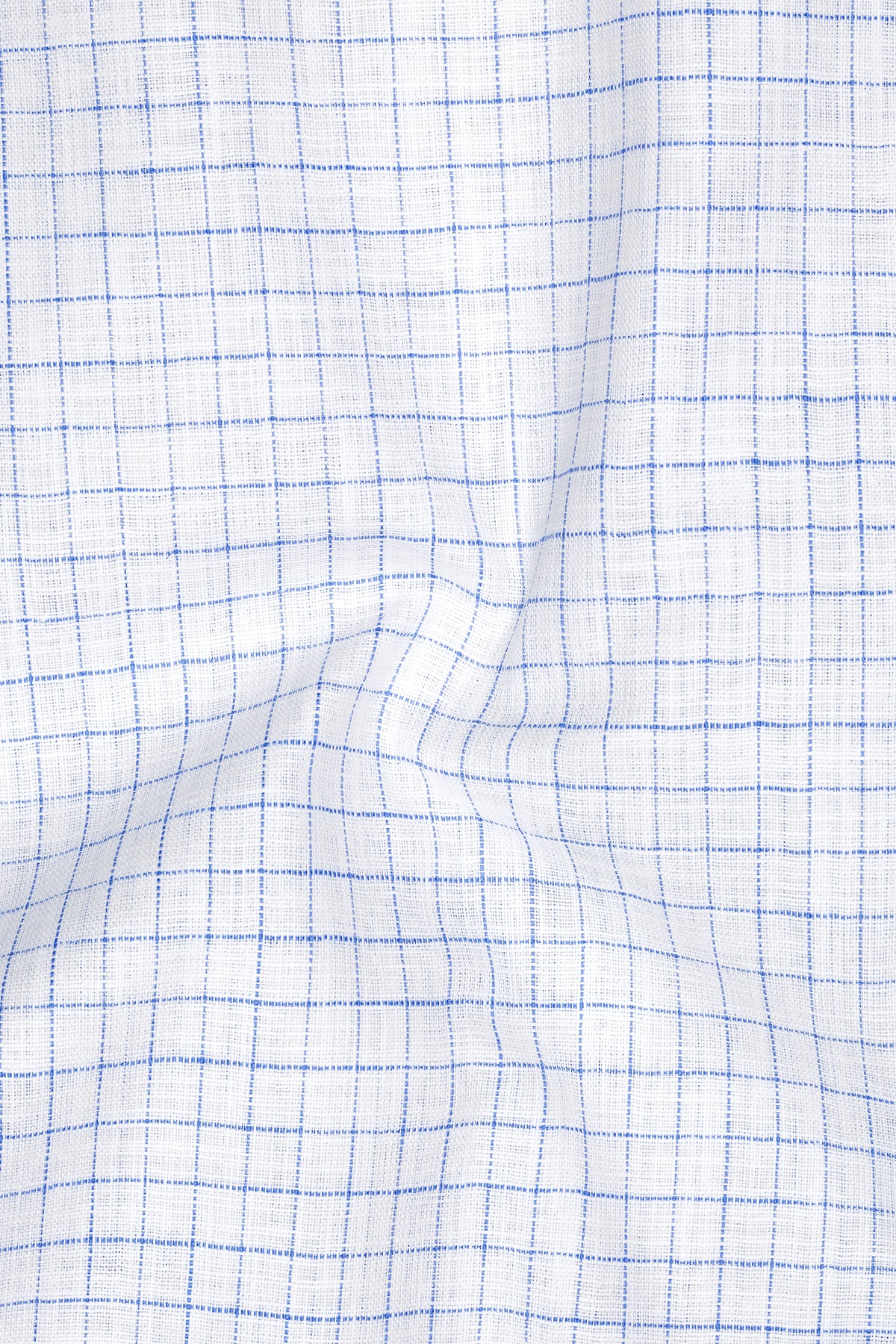 Breeze-Bright White And Tufts Blue Windowpane Luxurious Linen Button Down Dress Shirt