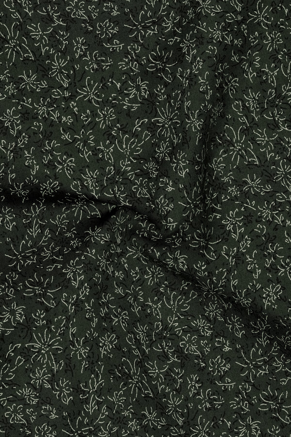 Viridian-Heavy Green Floral Vine Printed Subtle Sheen Soft Premium Cotton Cut Away Dress Shirt