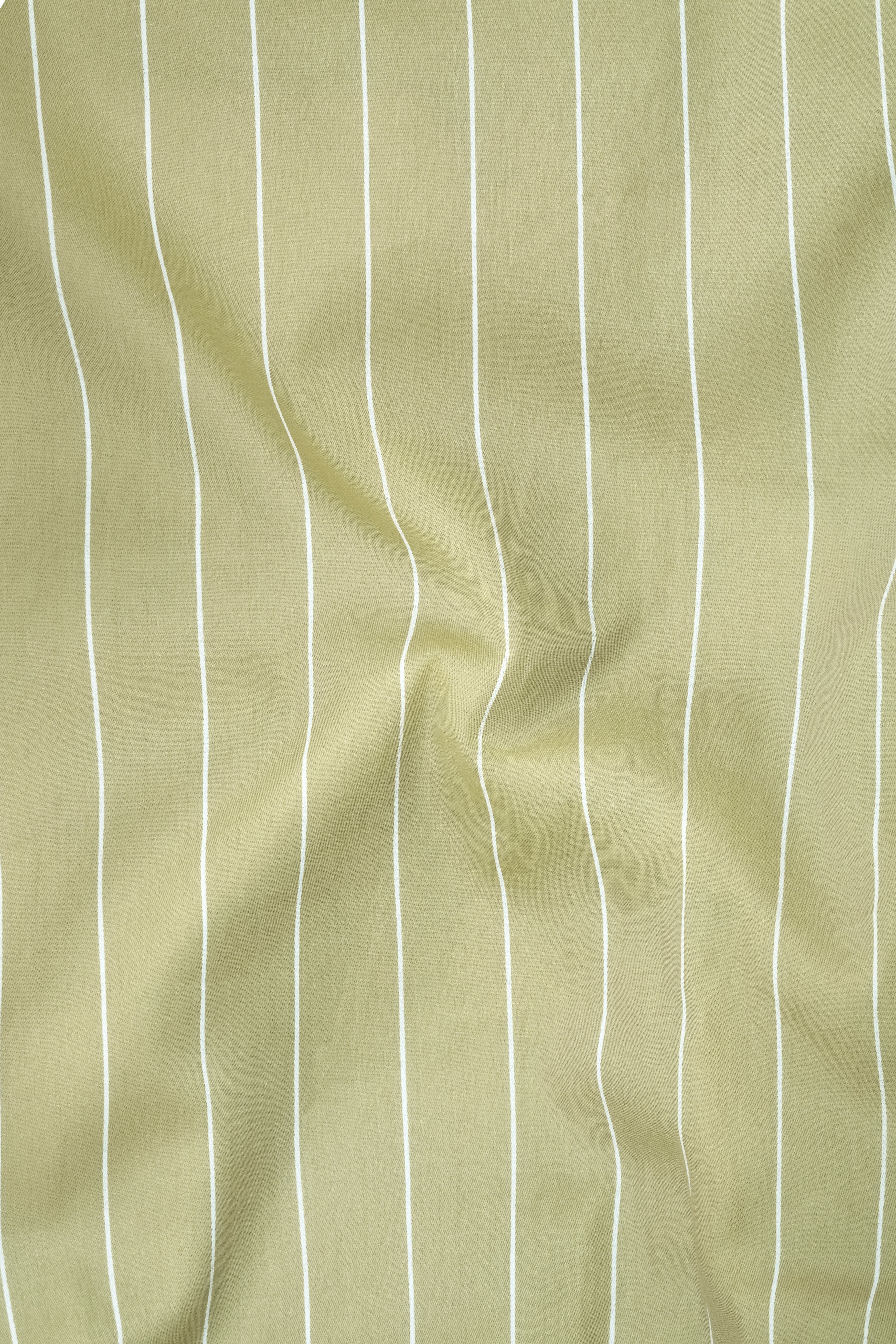 Verdant-Daiquiri Green And Bright White Pin Striped Subtle Sheen Premium Cotton White Cuff Collar Dress Shirt