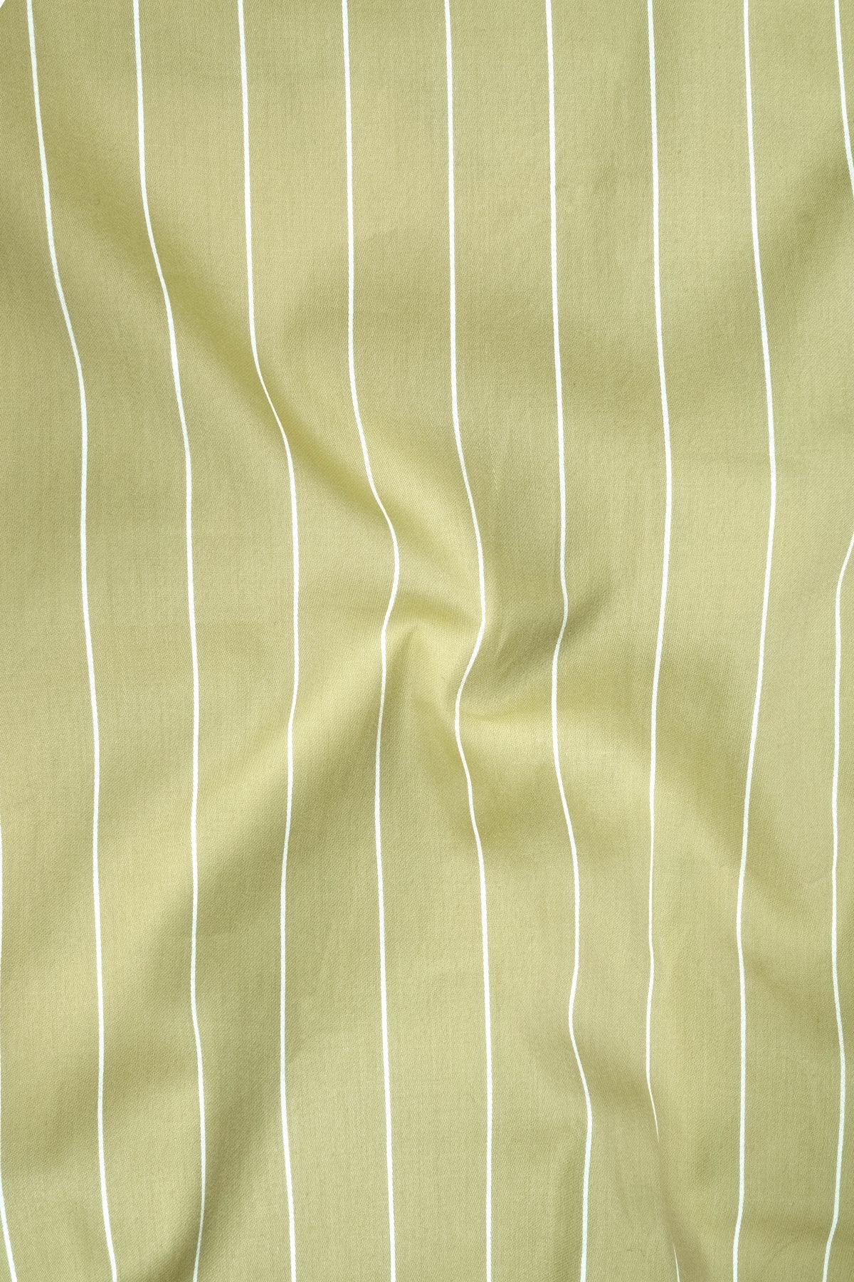 Verdant-Daiquiri Green And Bright White Pin Striped Subtle Sheen Premium Cotton White Cuff Collar Dress Shirt