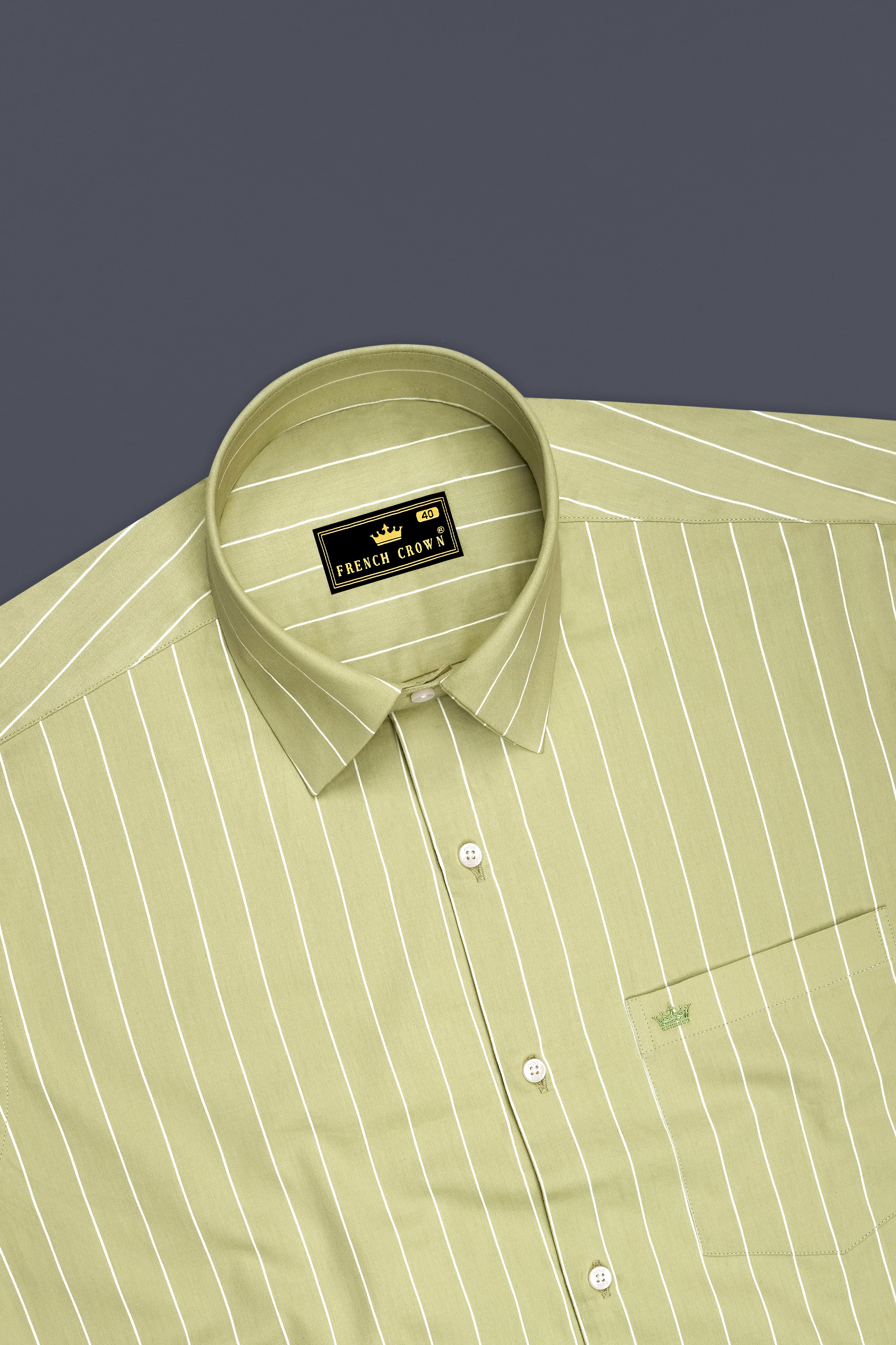 Verdant-Daiquiri Green And Bright White Pin Striped Subtle Sheen Super Soft Premium Cotton Dress Shirt