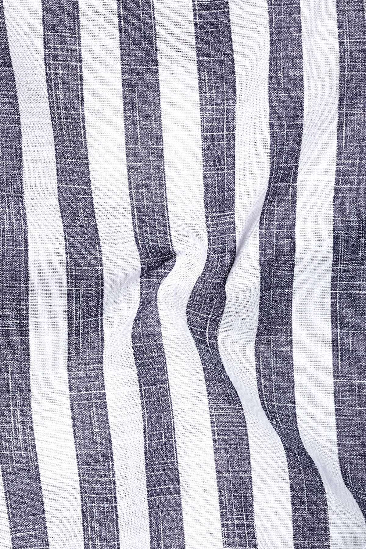 Avelon-Topaz Gray And Bright White Linen-Cotton Blend Mandarin Casual Shirt
