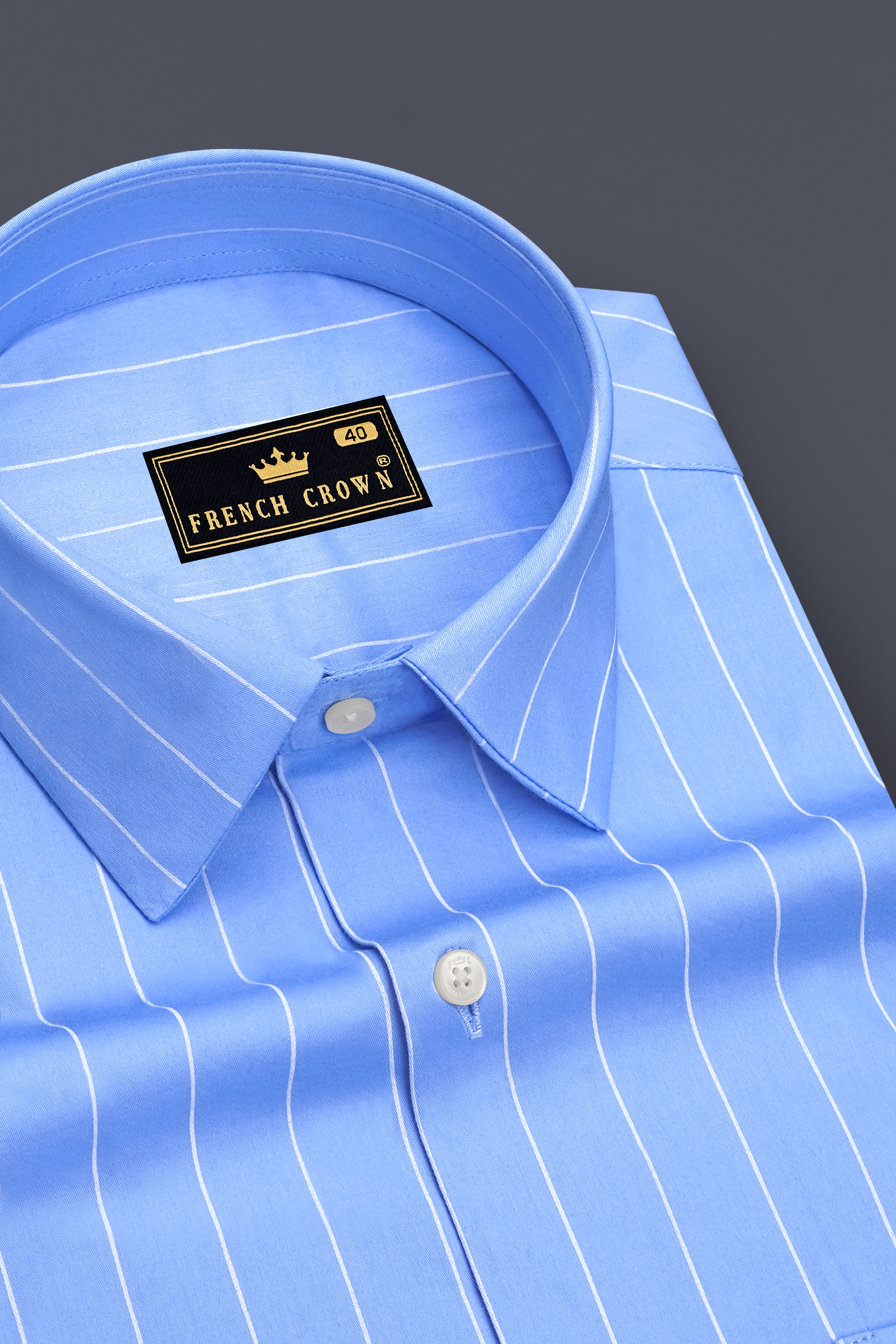 Elaris-Periwinkle Blue And Bright White Pin Striped Subtle Sheen Super Soft Premium Cotton Dress Shirt