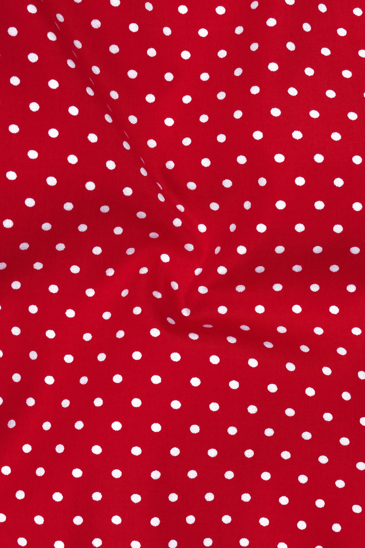 Firenze-Monza Red Micro Polka Dots Subtle Sheen Super Soft Premium Cotton White Cuff Collar Dress Shirt