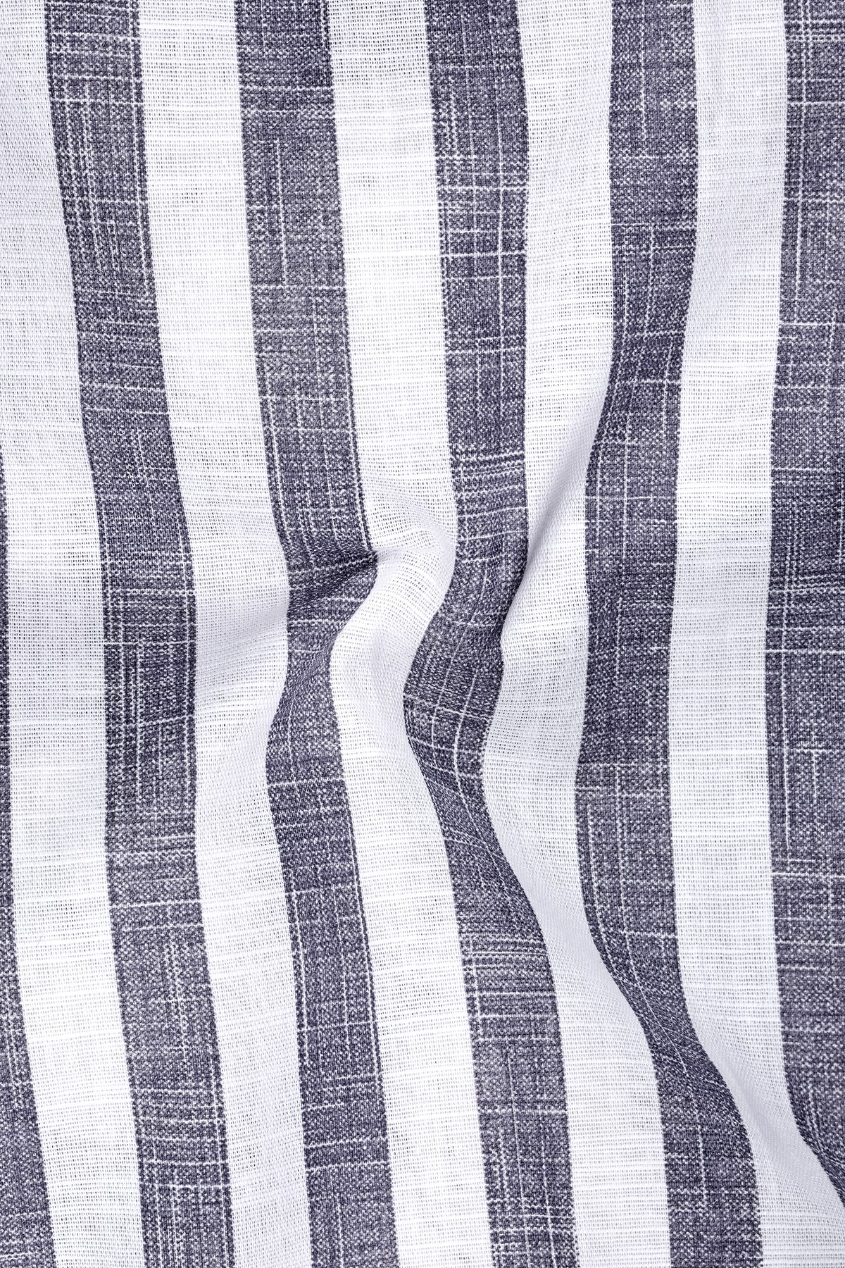 Avelon-Topaz Gray And Bright White Linen-Cotton Blend Dress Shirt