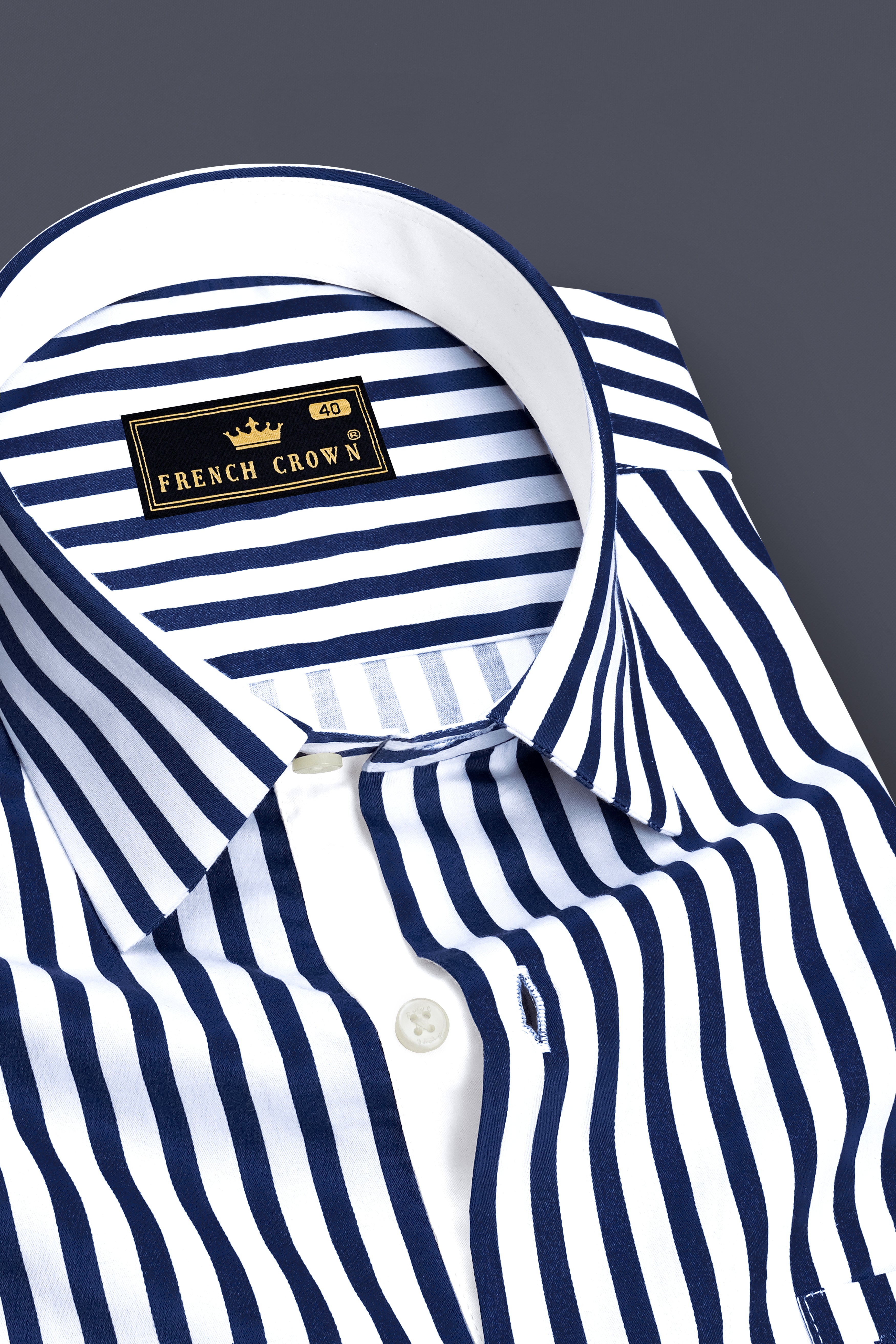Cerulean-Lapis Blue And Bright White Candy Striped Subtle Sheen Premium Cotton Dress Shirt
