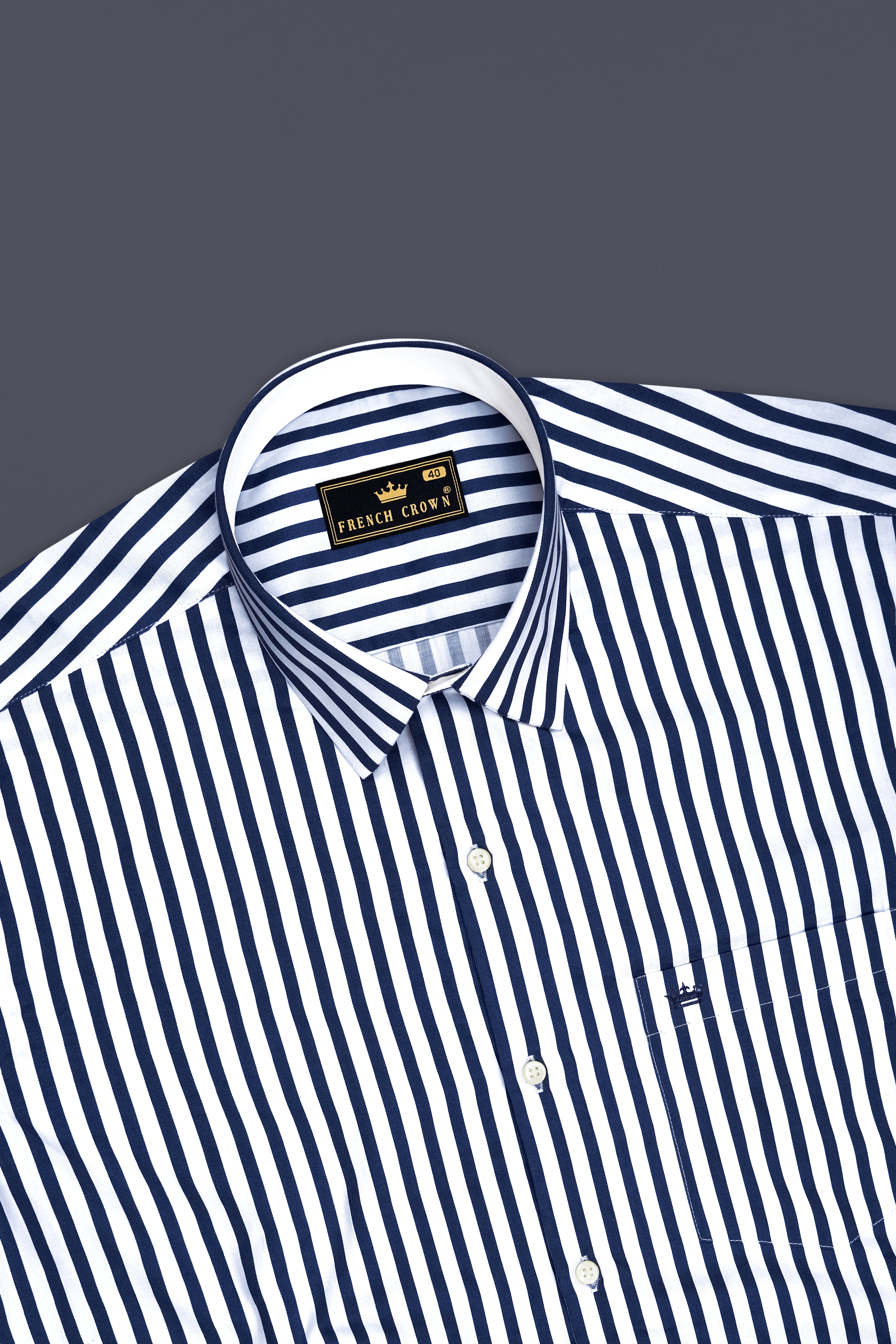 Cerulean-Lapis Blue And Bright White Candy Striped Subtle Sheen Premium Cotton Dress Shirt