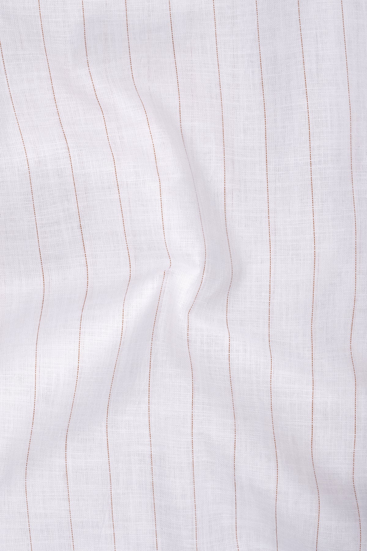 Prestige-Bright White And Cocoa Brown Pin Striped Luxurious Linen Mandarin Casual Shirt