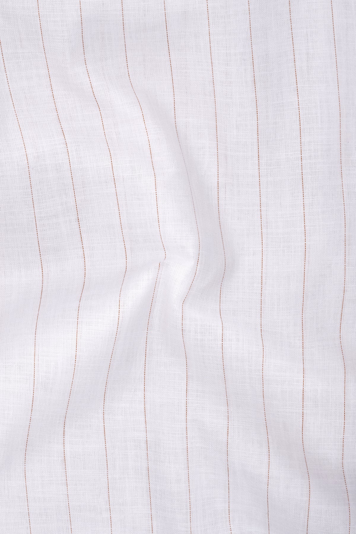 Prestige-Bright White And Cocoa Brown Pin Striped Luxurious Linen Dress Shirt