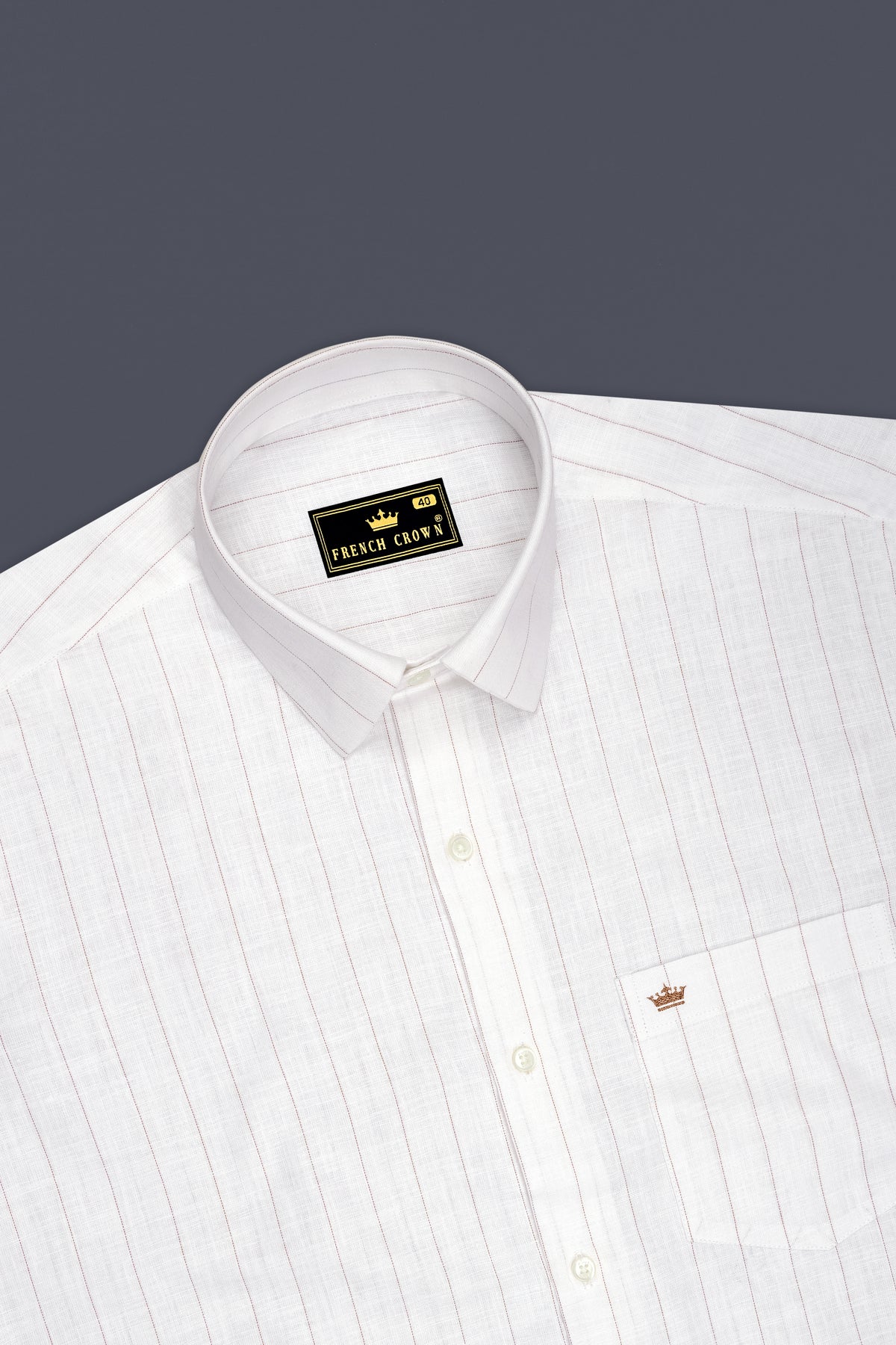 Prestige-Bright White And Cocoa Brown Pin Striped Luxurious Linen Dress Shirt