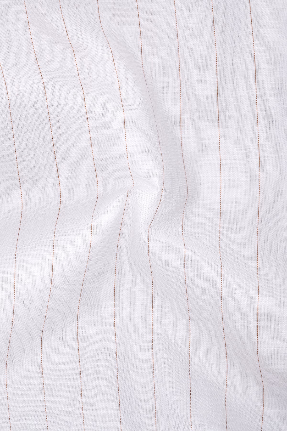 Prestige-Bright White And Cocoa Brown Pin Striped Luxurious Linen Button Down Dress Shirt