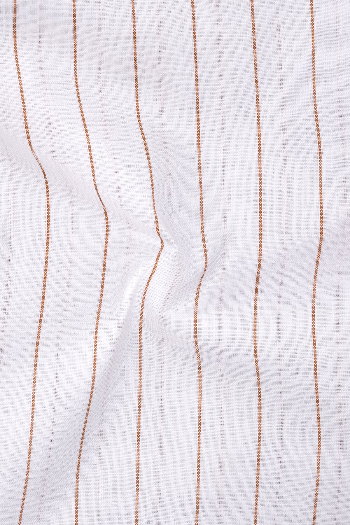 Echelon-Bright White And Mocha Brown Pin Striped Luxurious Linen Dress Shirt