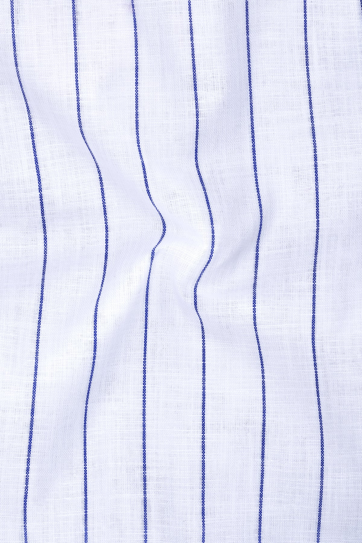 Sartorial-Bright White And Fiord Blue Pin Striped Luxurious Linen Button Down Dress Shirt