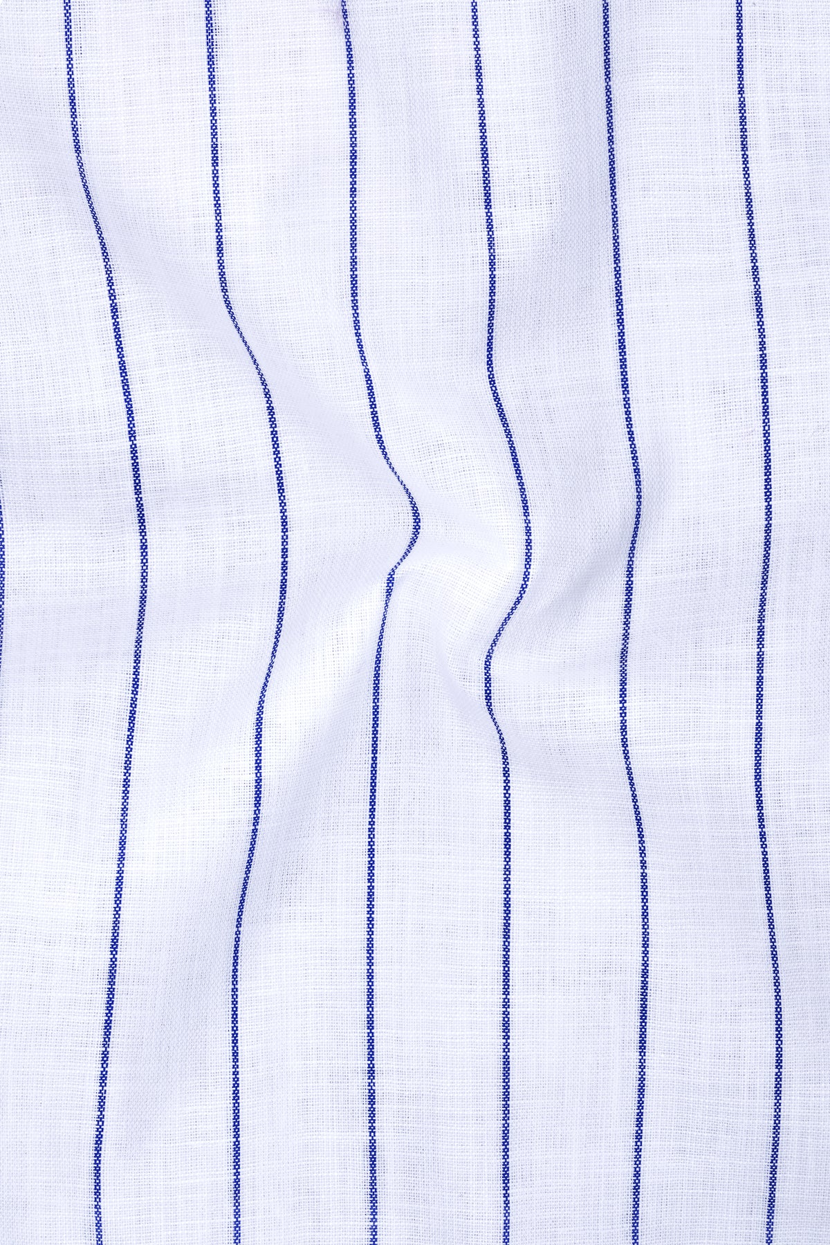 Sartorial-Bright White And Fiord Blue Pin Striped Luxurious Linen Dress Shirt