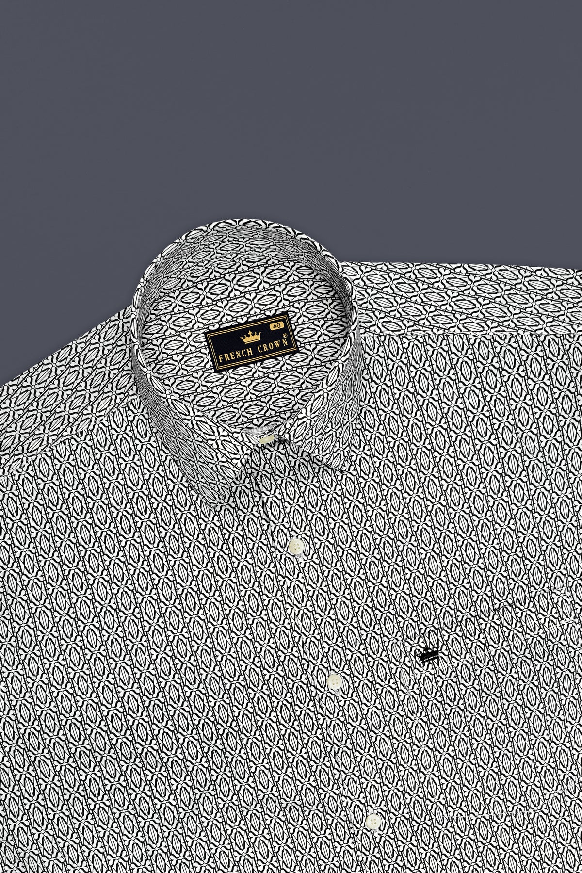 Zenvier-Jade Black And Bright White Monogram Printed Subtle Sheen Super Soft Premium Cotton Casual Shirt