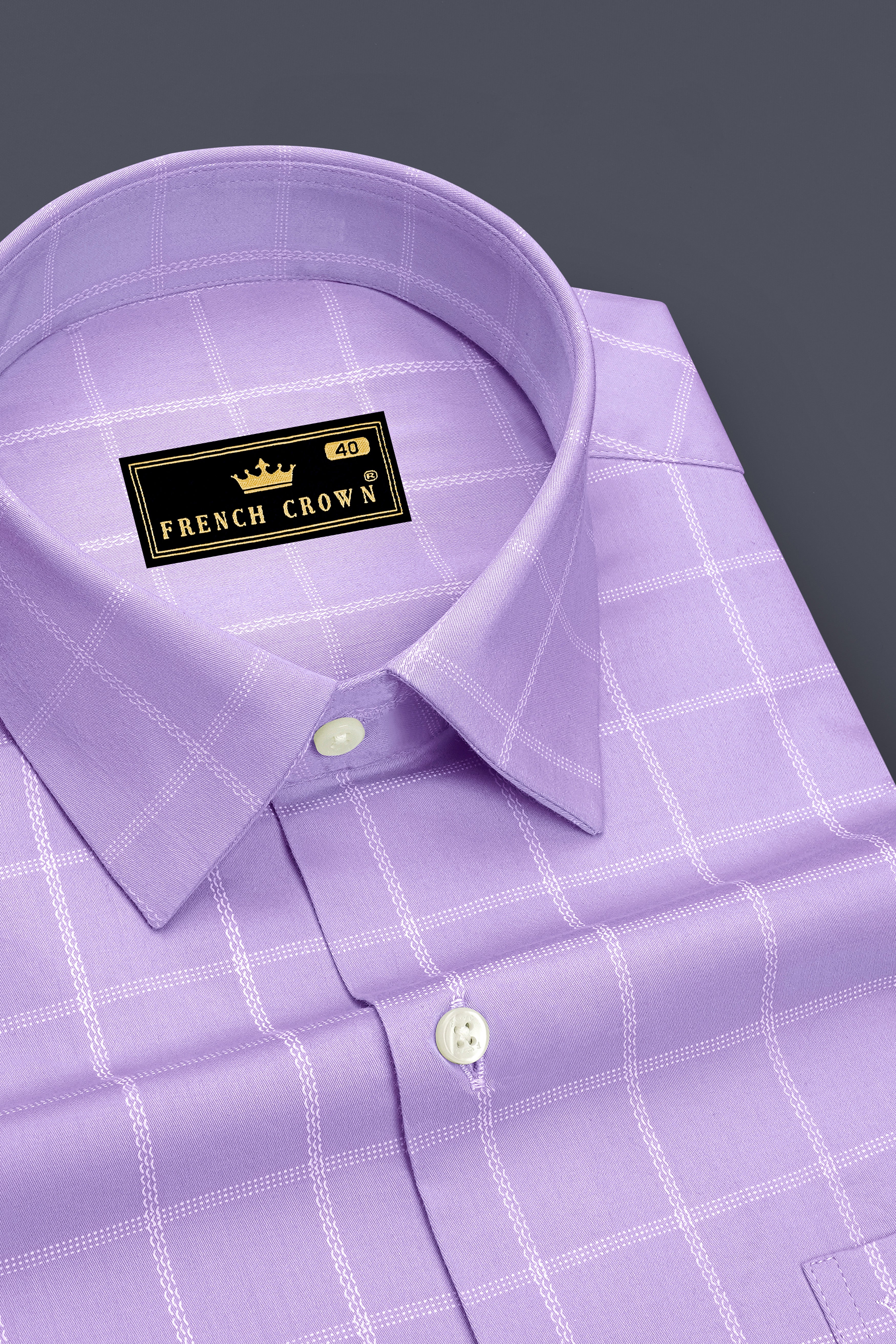 Roselle-Thistle Pink Windowpane Subtle Sheen Soft Premium Cotton Dress Shirt