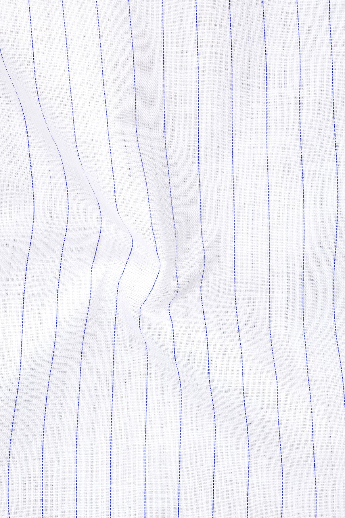 Mariner-Bright White And Scampi Blue Pin Striped Striped Luxurious Linen Button Down Dress Shirt