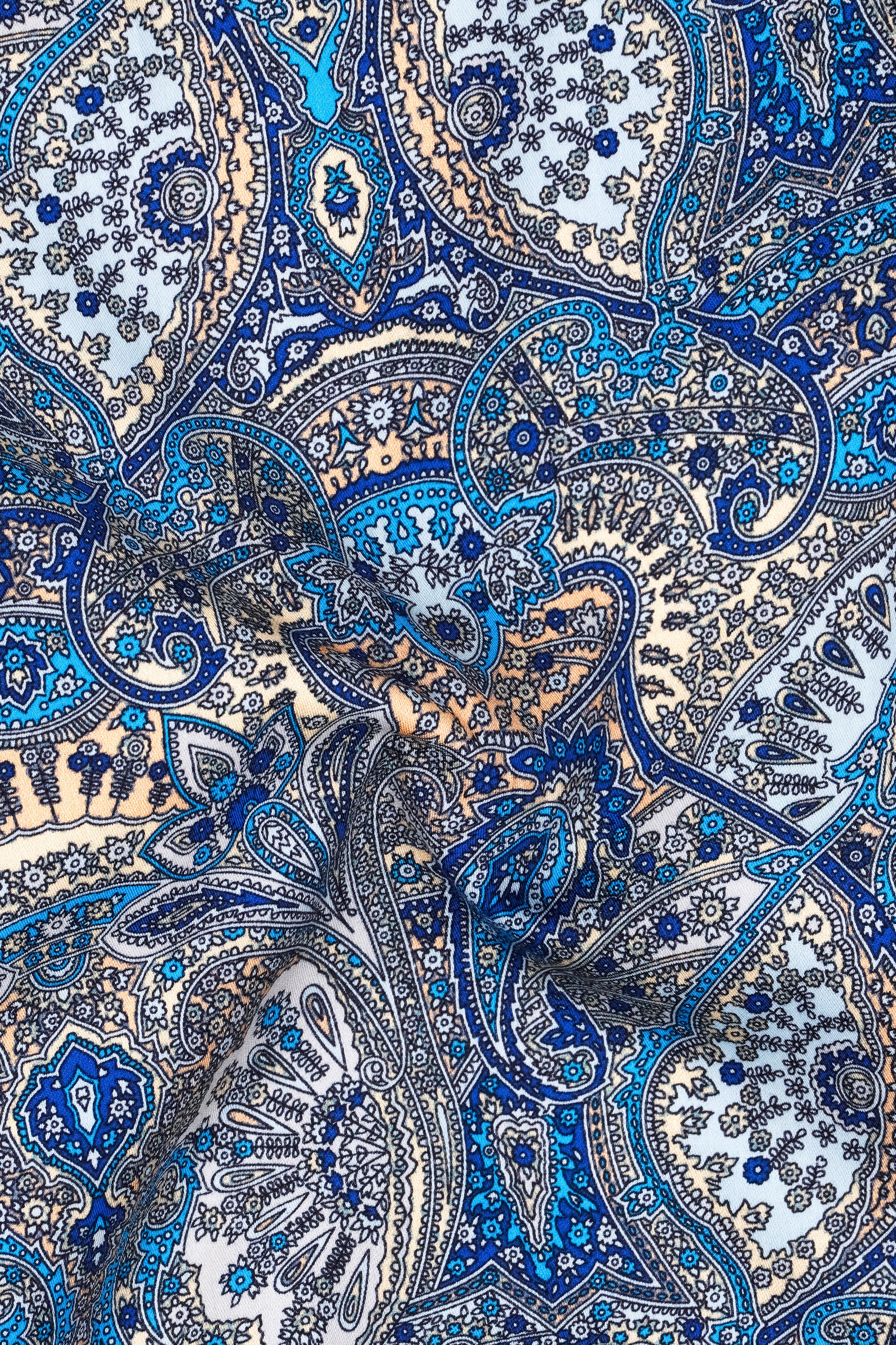 Nivaro-Catalina Blue And Tacao Peach Paisley Printed Subtle Sheen Super Soft Premium Cotton Casual Shirt