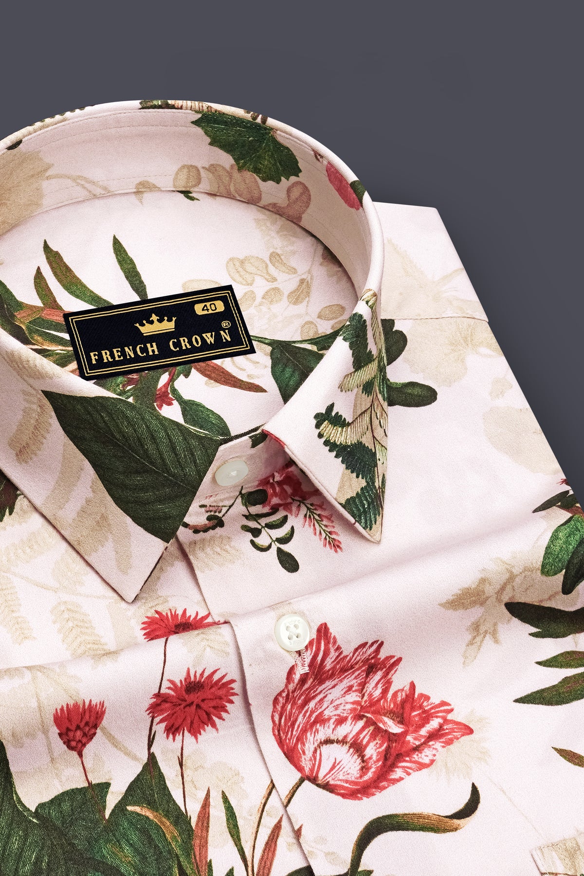 Floréa-Dawn Cream and Lunar Green Botanical Floral Printed Subtle Sheen Super Soft Premium Cotton Casual Shirt