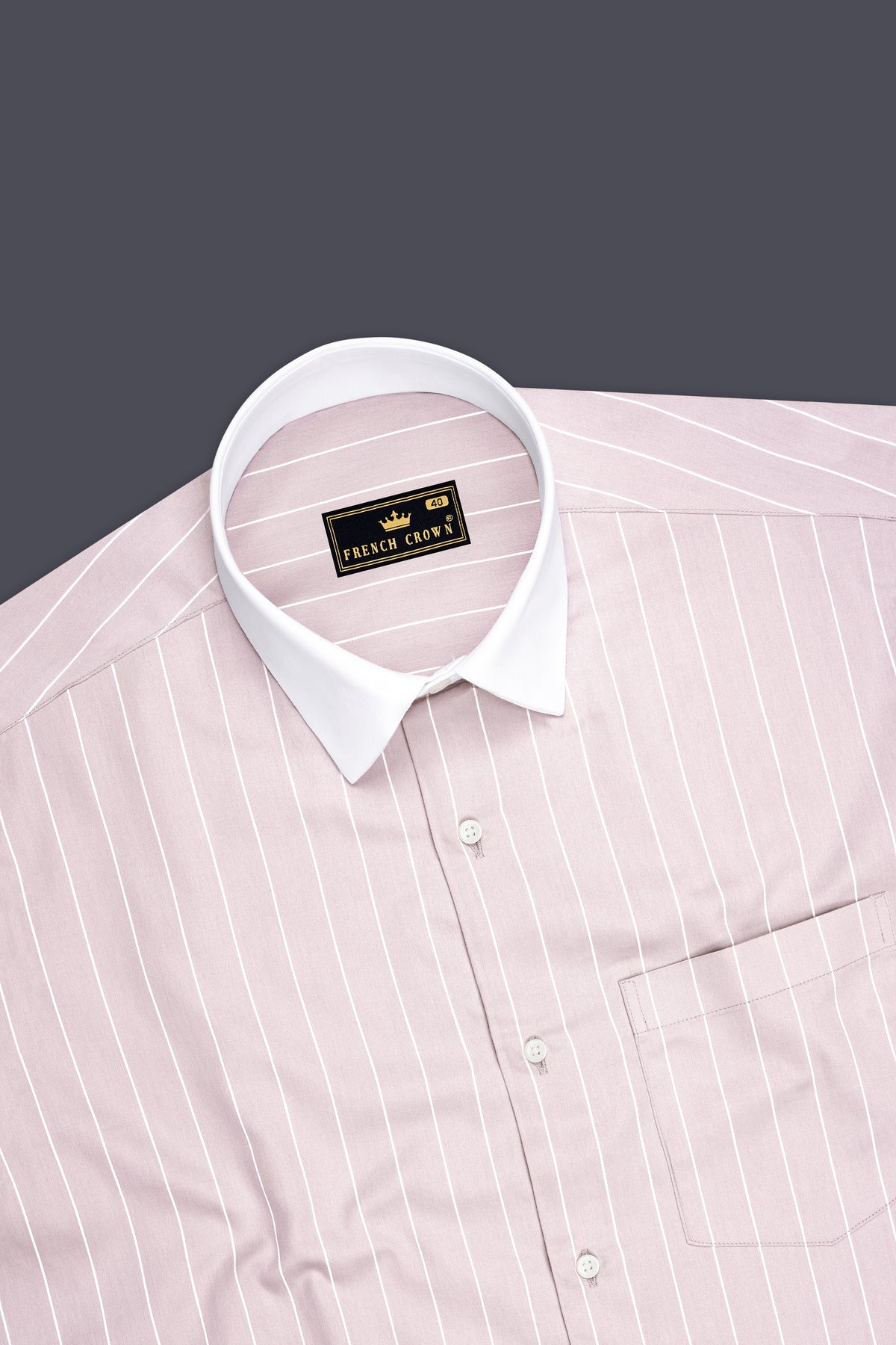 Veyron-Fantasy Gray and Bright White Pin Striped Subtle Sheen Super Premium Cotton White Cuff Collar Dress Shirt