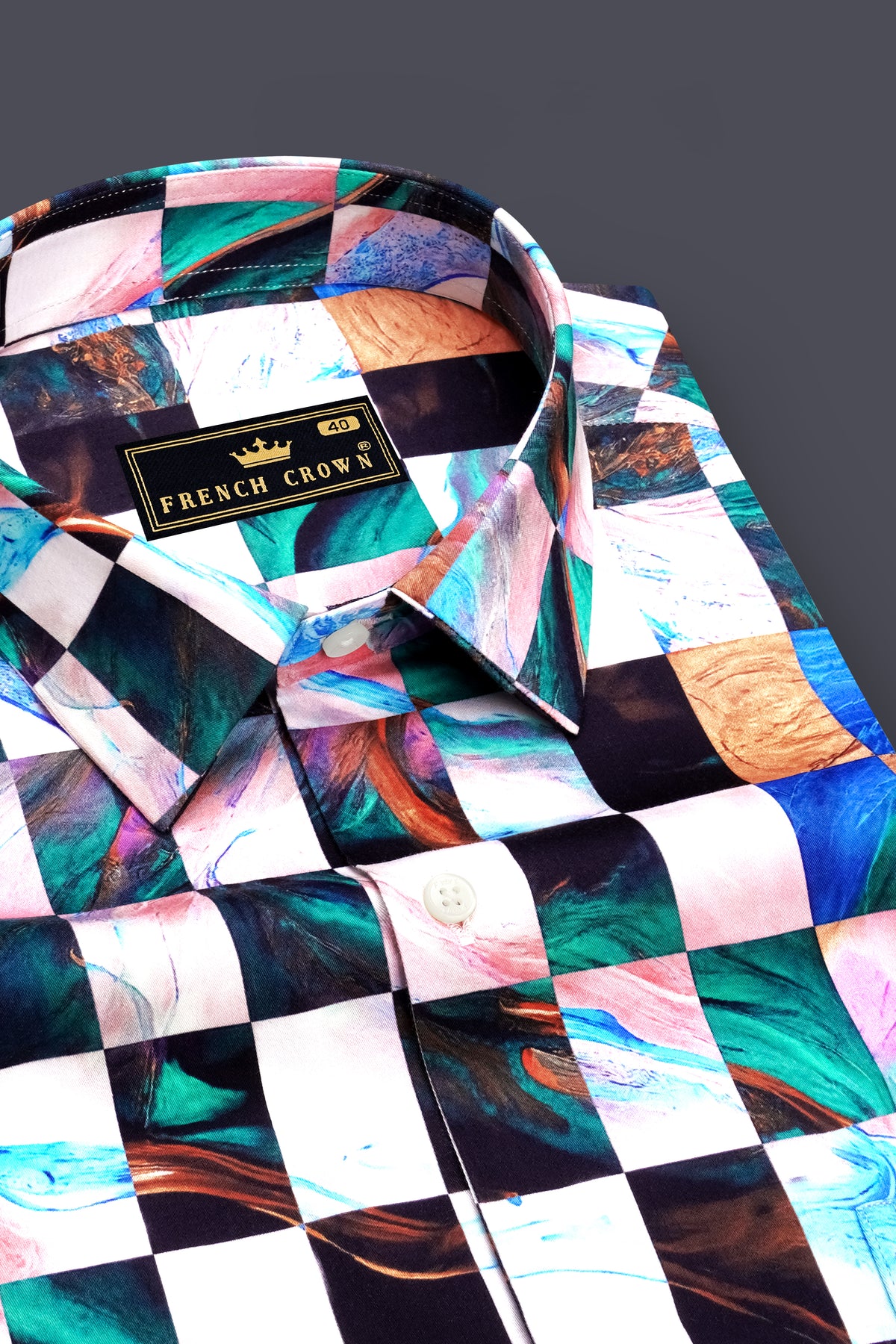 Aurelio-Ocean Blue and Cherub white Abstract Geometric Multicolour Printed Subtle Sheen Super Soft Premium Cotton Casual Shirt