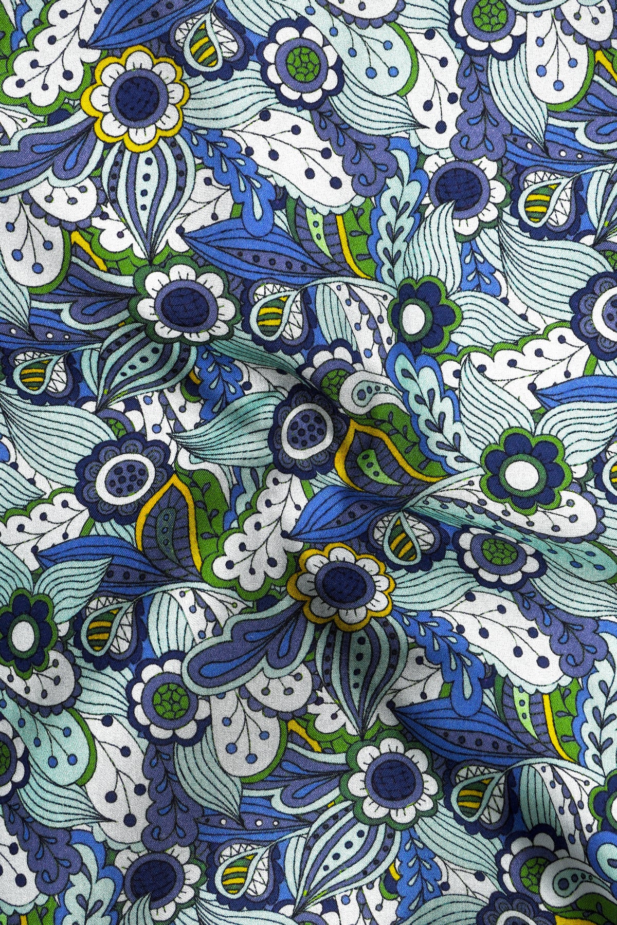 Sereno-Frosted Green and Scampi Blue Tropical Paisley Printed Subtle Sheen Super Soft Premium Cotton Shirt