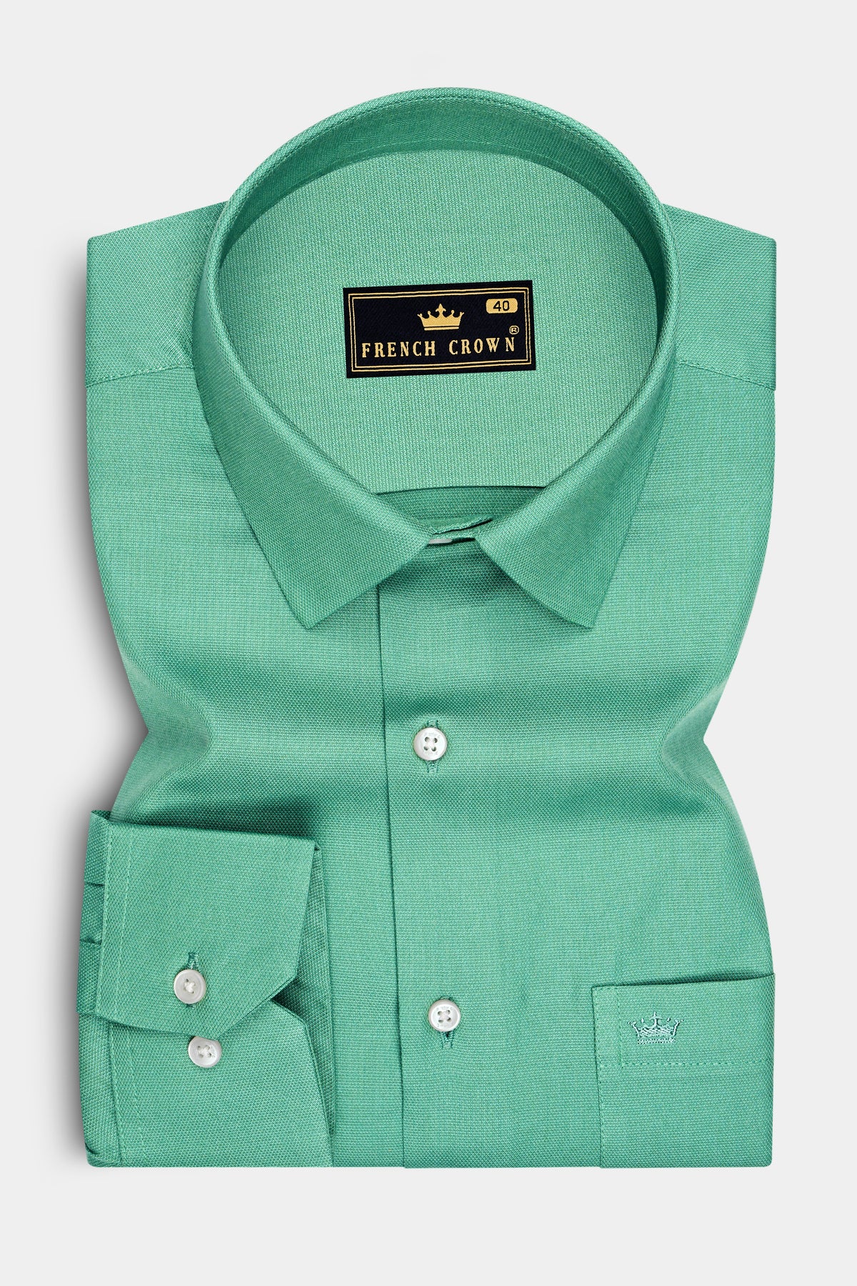 Serene-Seafoam Green Dobby Textured Premium Giza Cotton Dress Shirt