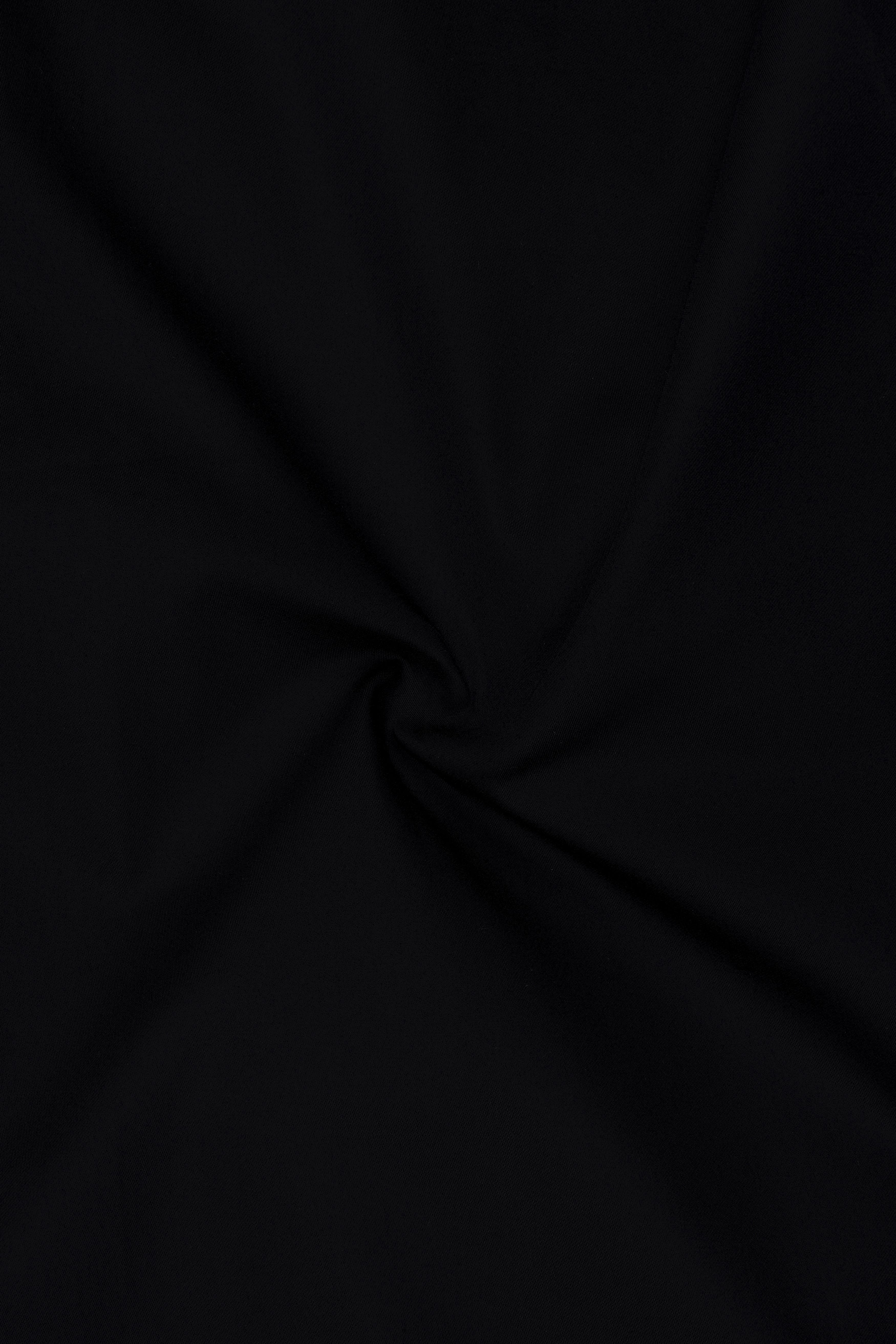 Noir-Jade Black French Cuff Subtle Sheen Super Soft Premium Cotton Tuxedo Dress Shirt