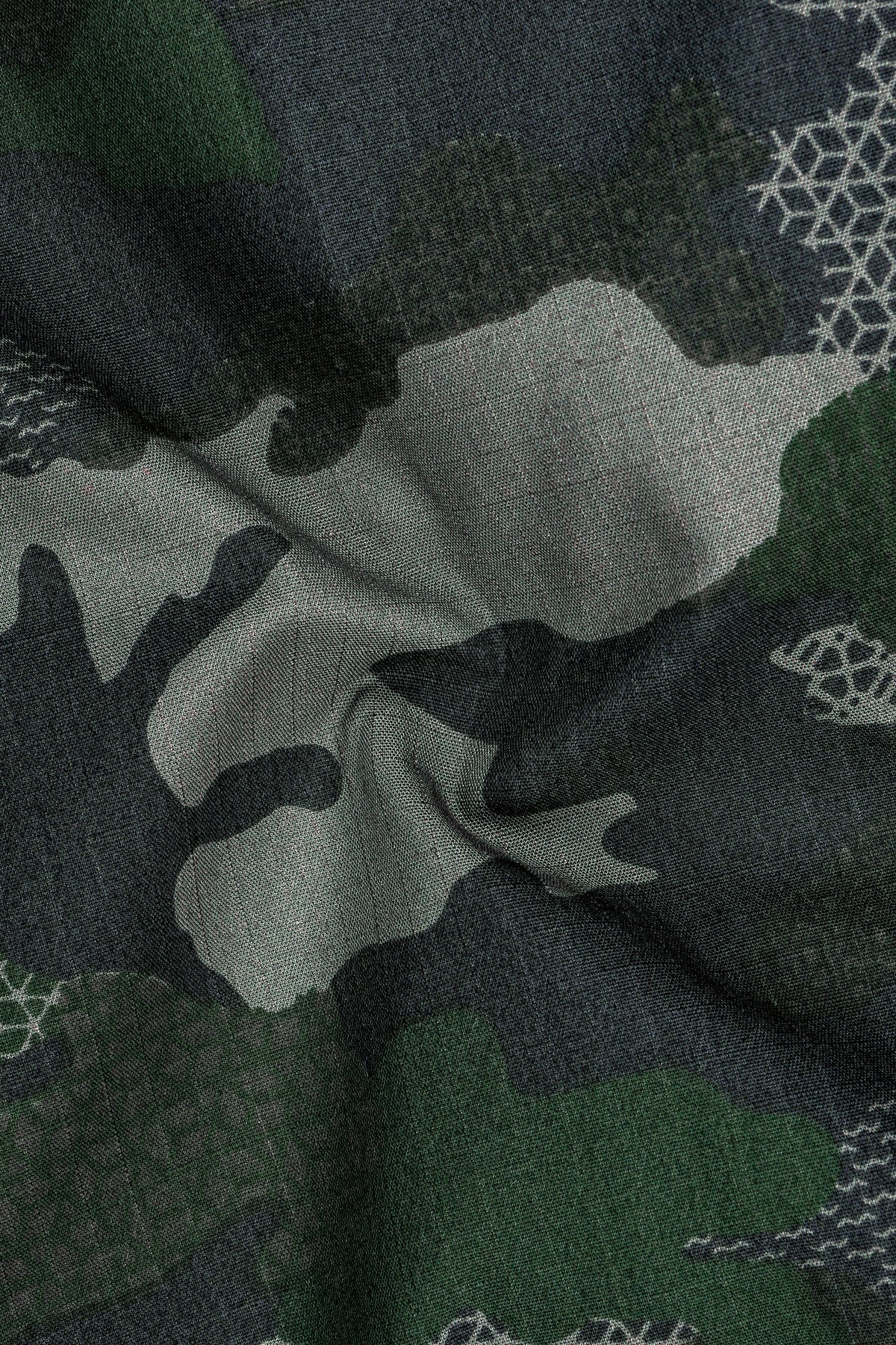 Cypress-Abbey Gray And Lunar Green Camouflage Printed Oxford Premium Cotton Dress Shirt
