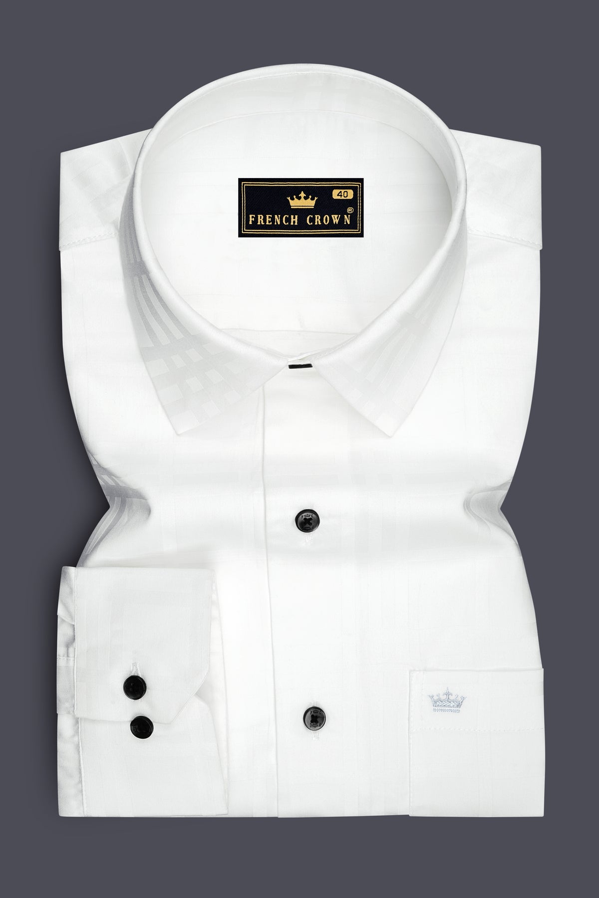 Lucent-Bright White Jacquard Textured Premium Cotton Dress Shirt