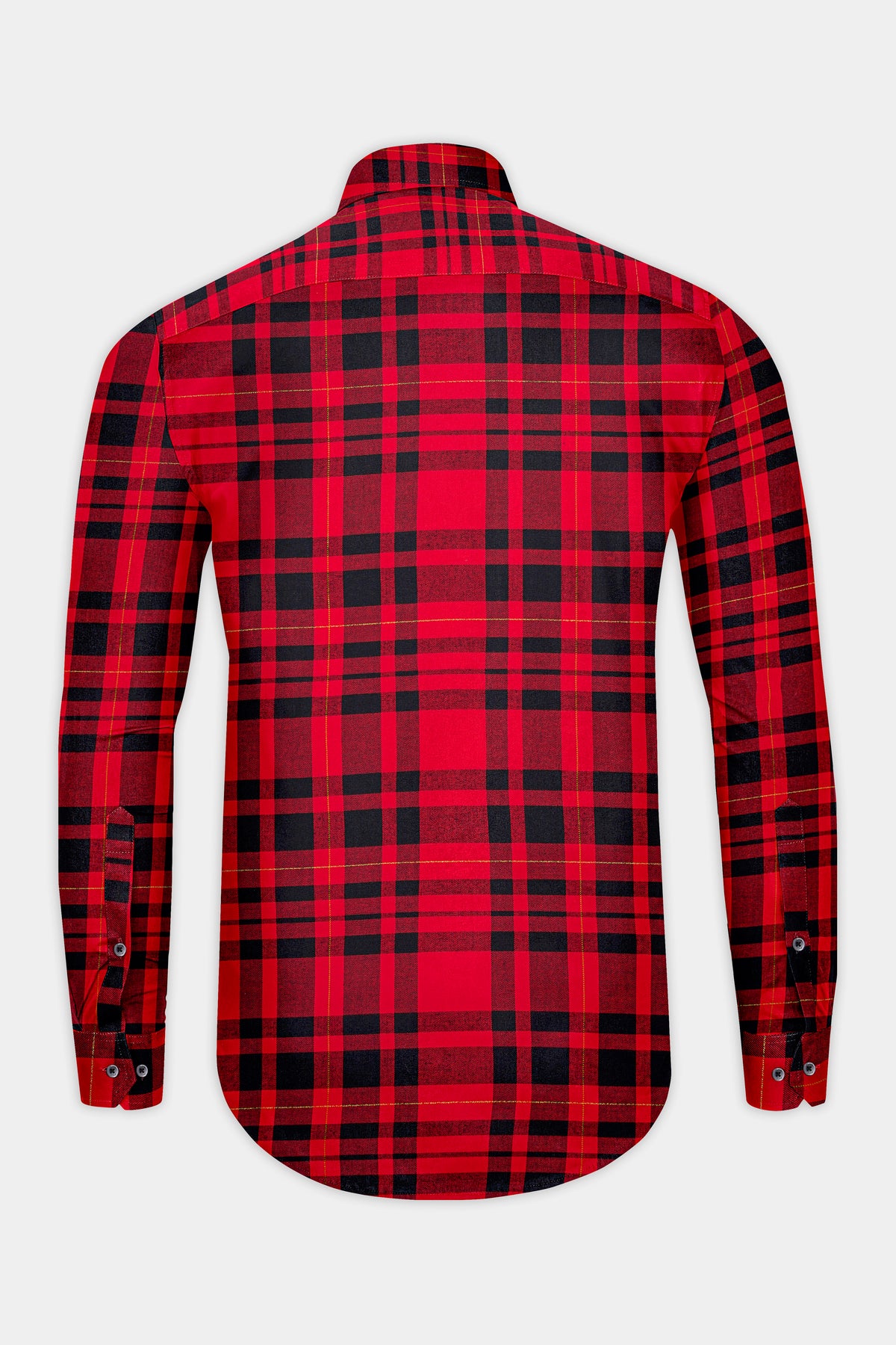 Garnet-Cherry Red And Jade Black Plaid Premium Tencel Designer Casual Shirt
