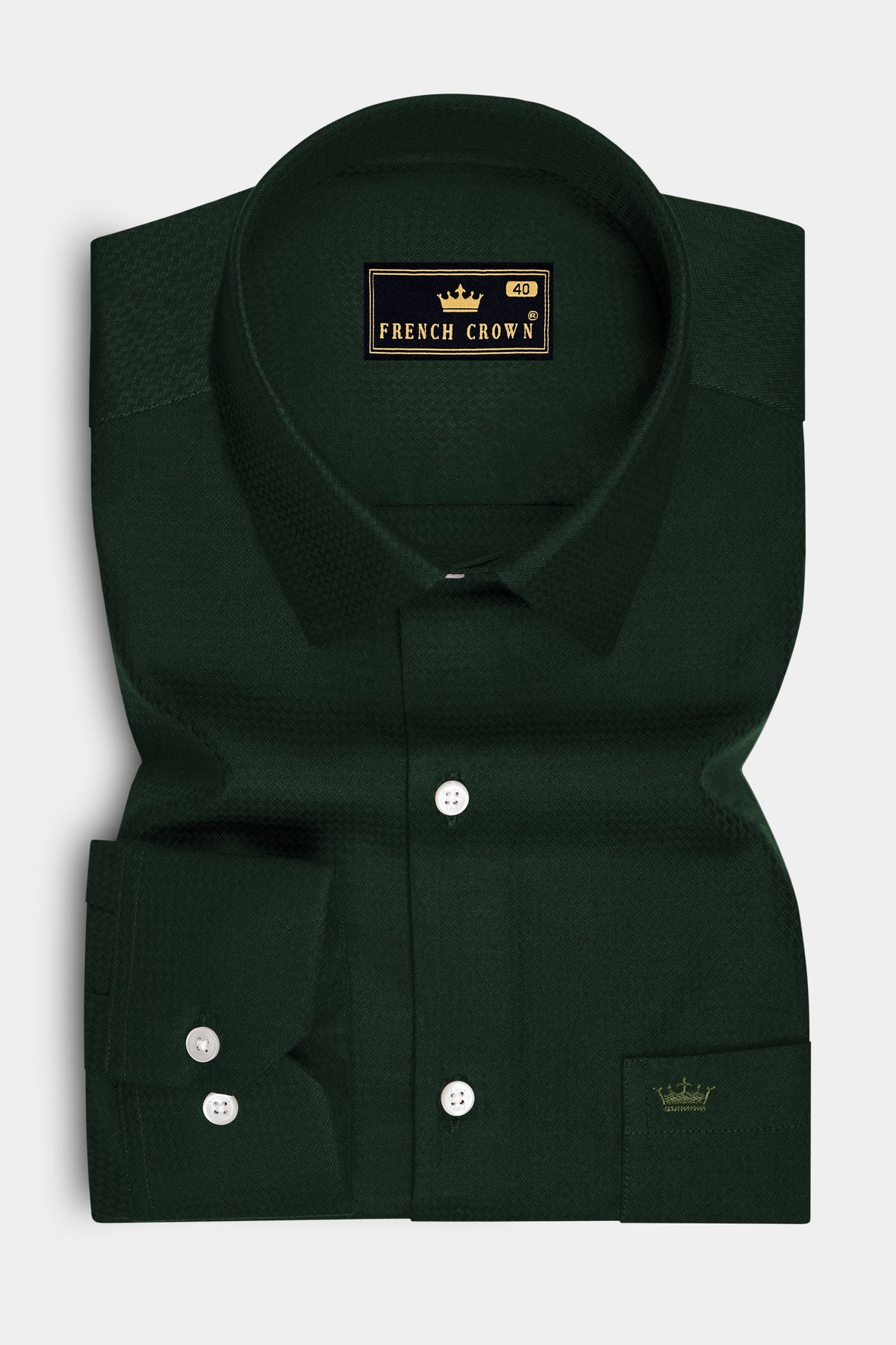 Verdant-Jungle Green Jacquard Textured Premium Cotton Dress Shirt