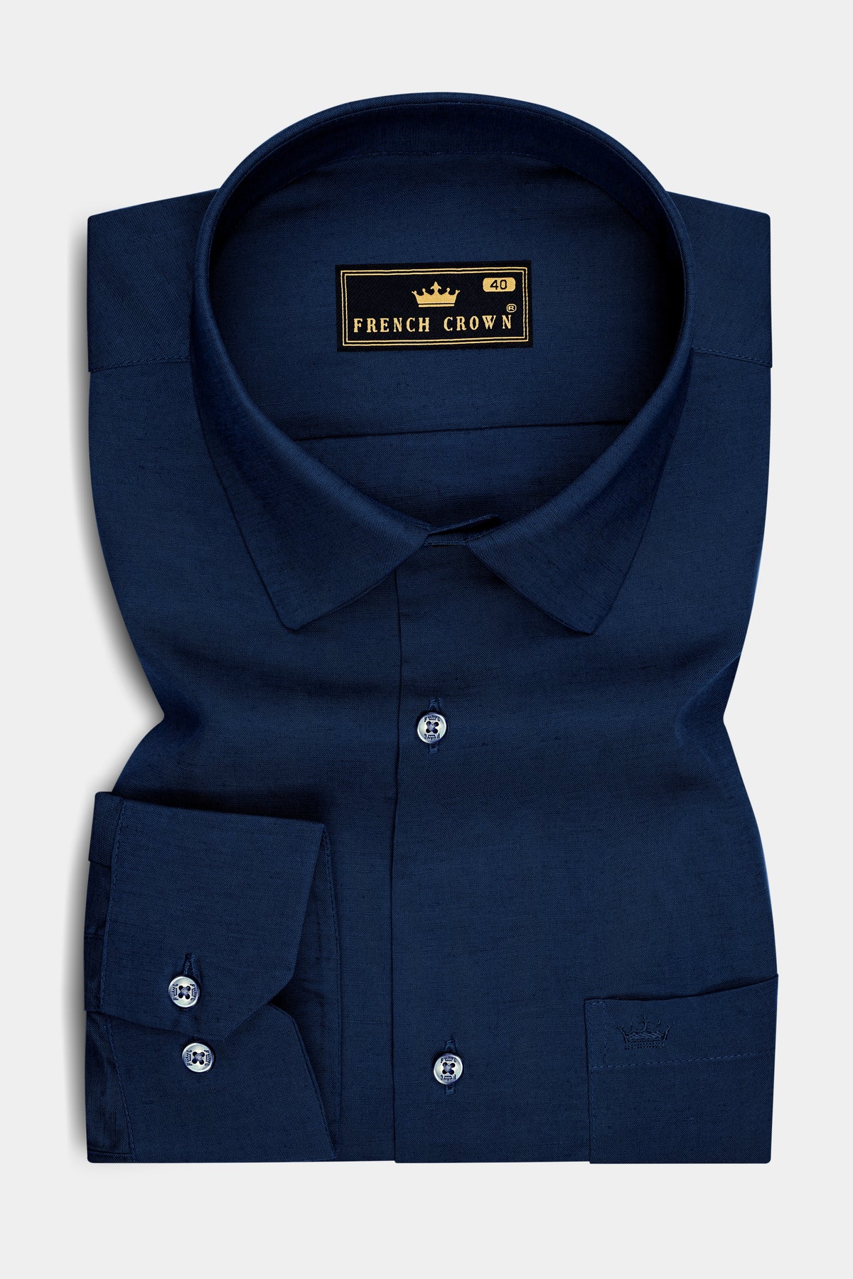 Aveline-Cinder Blue Luxurious Linen Dress Shirt