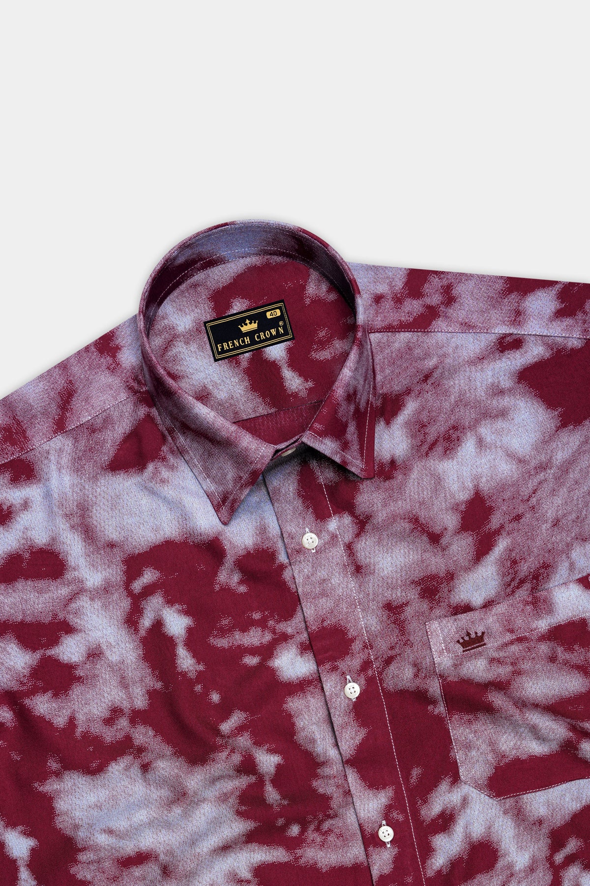 Fusion-Merlot Maroon And Manatee Gray Marbled Tie-Dye Printed Super Soft Tencel Casual Shirt