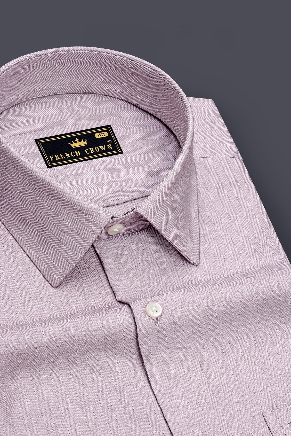 Velaris-Thistle Purple Herringbone Textured Premium Cotton Dress Shirt