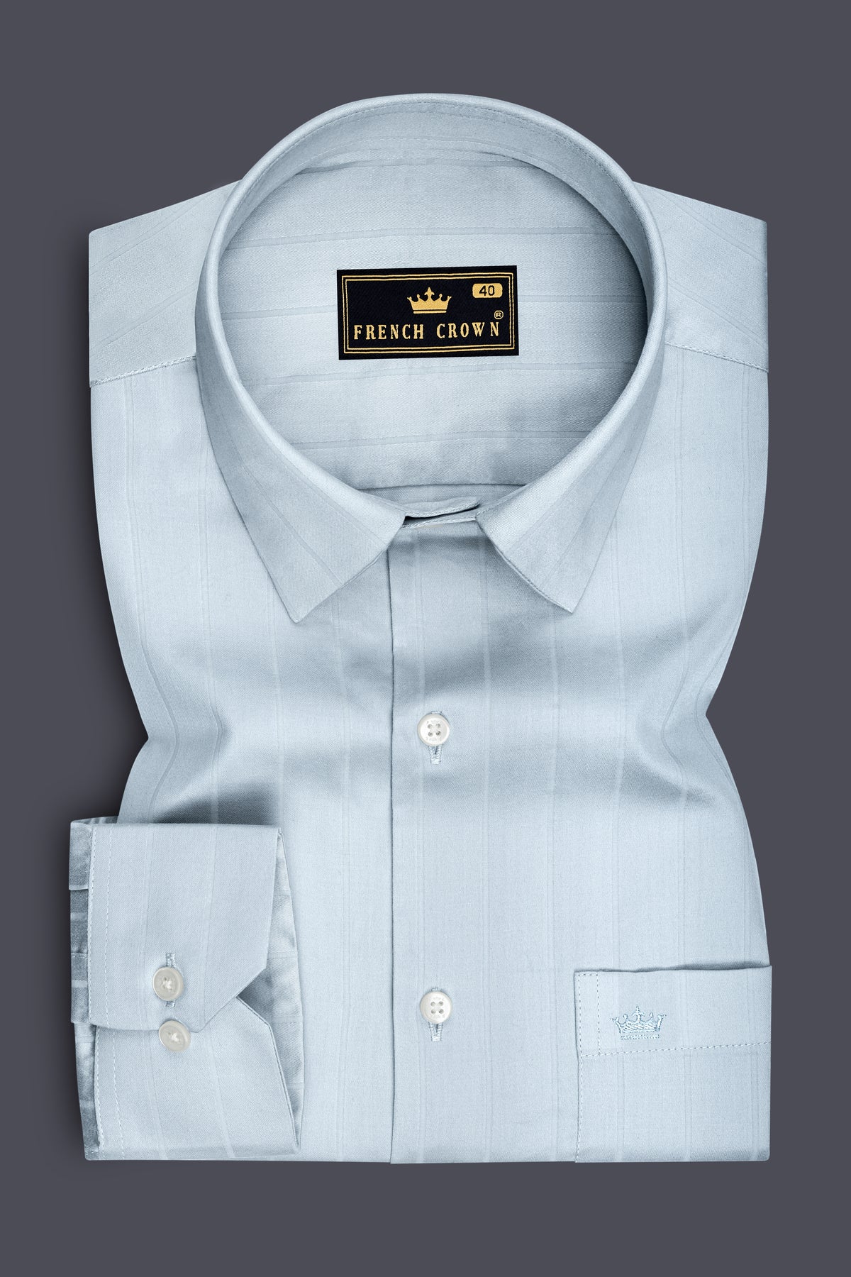 Slate-Iron Gray Dobby Striped Premium Giza Cotton Dress Shirt