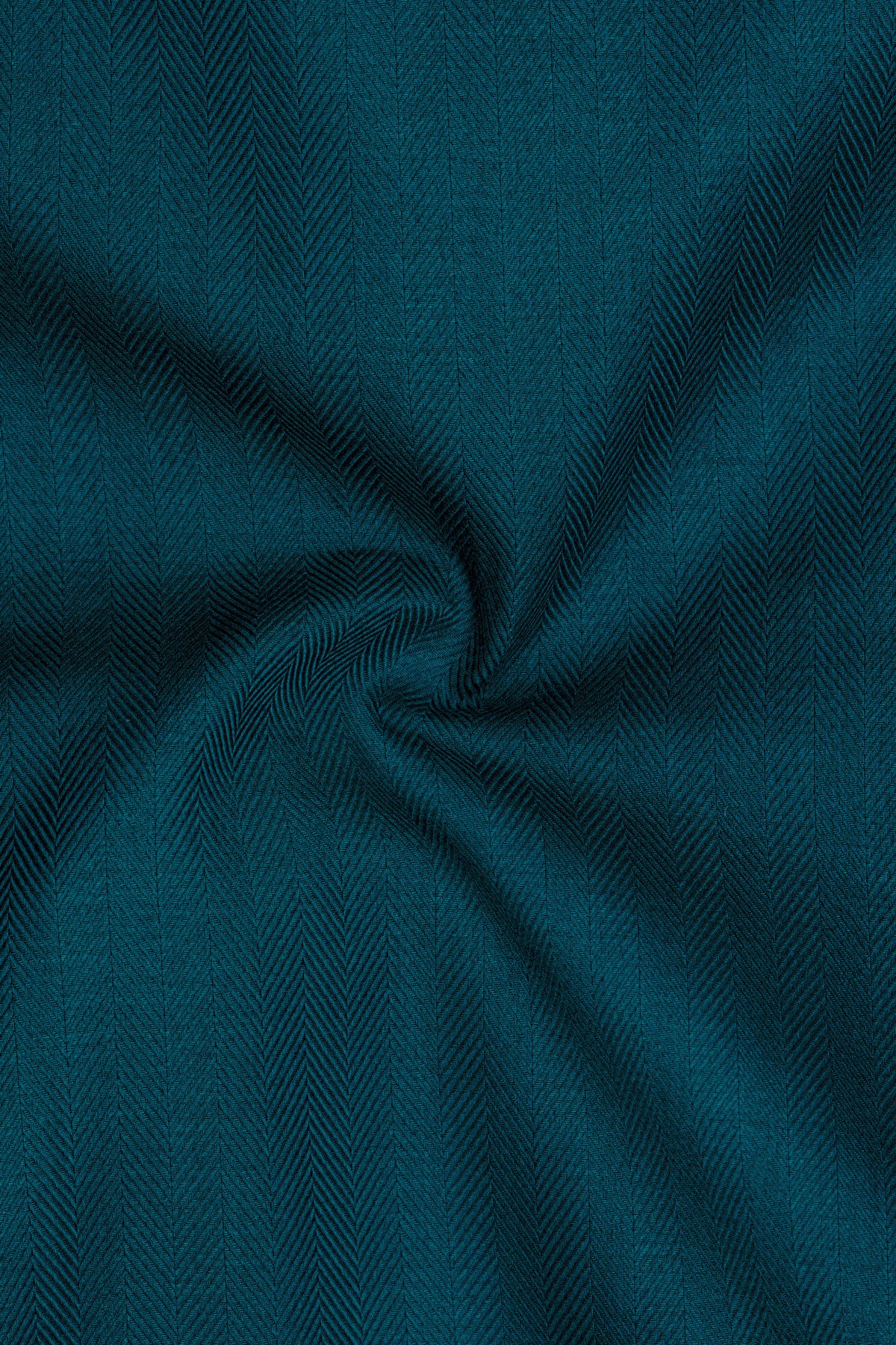Aurelia-Teal Green Herringbone Textured Premium Cotton Dress Shirt