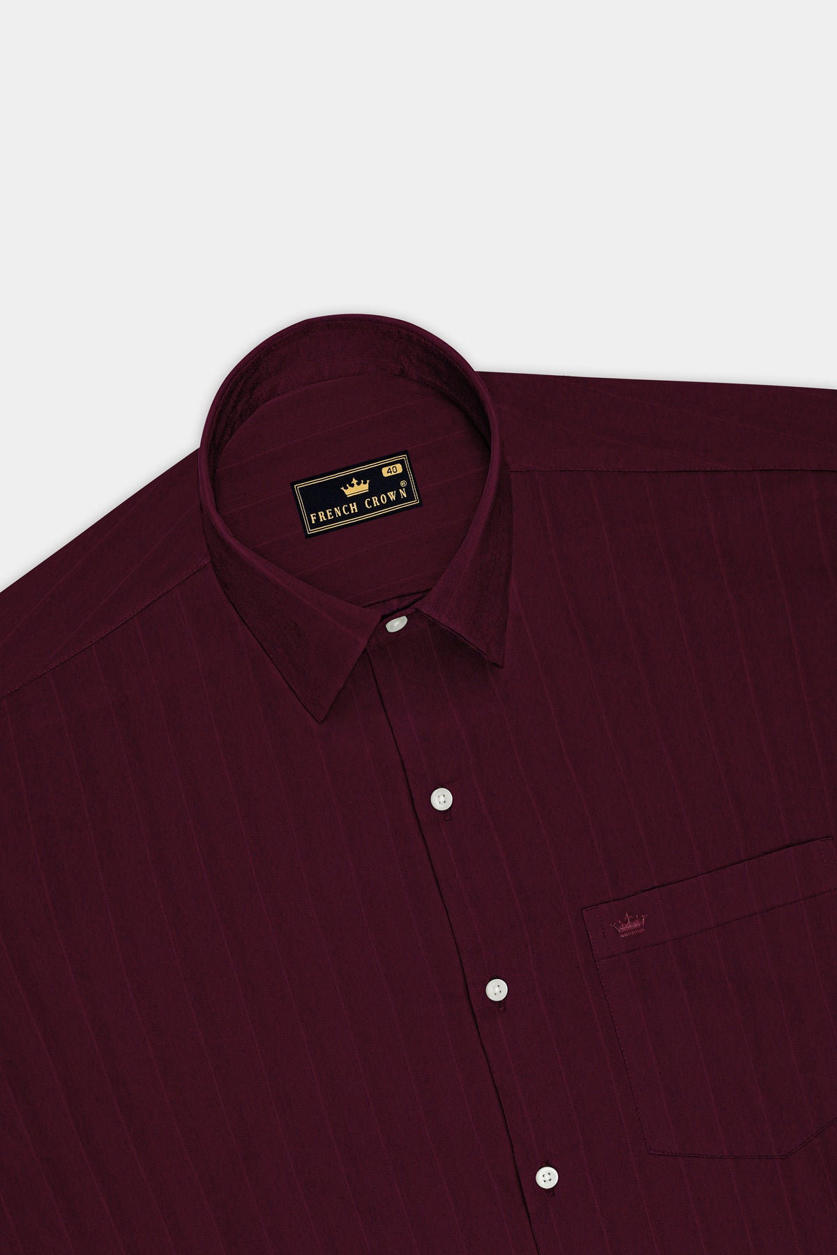 Briar-Cedar Maroon Dobby Striped Premium Giza Cotton Dress Shirt