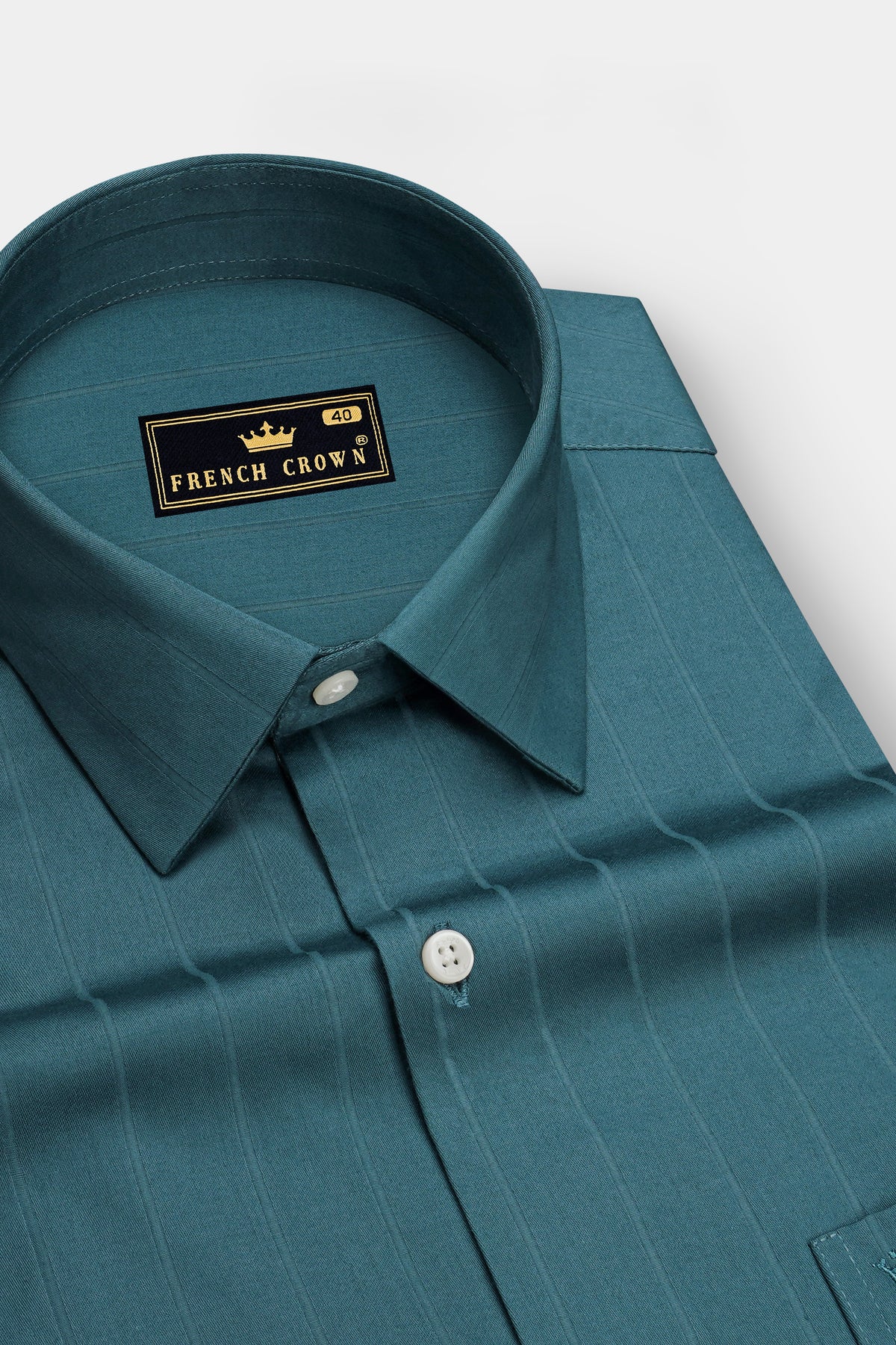 Verity-Firefly Blue Dobby Striped Premium Giza Cotton Dress Shirt