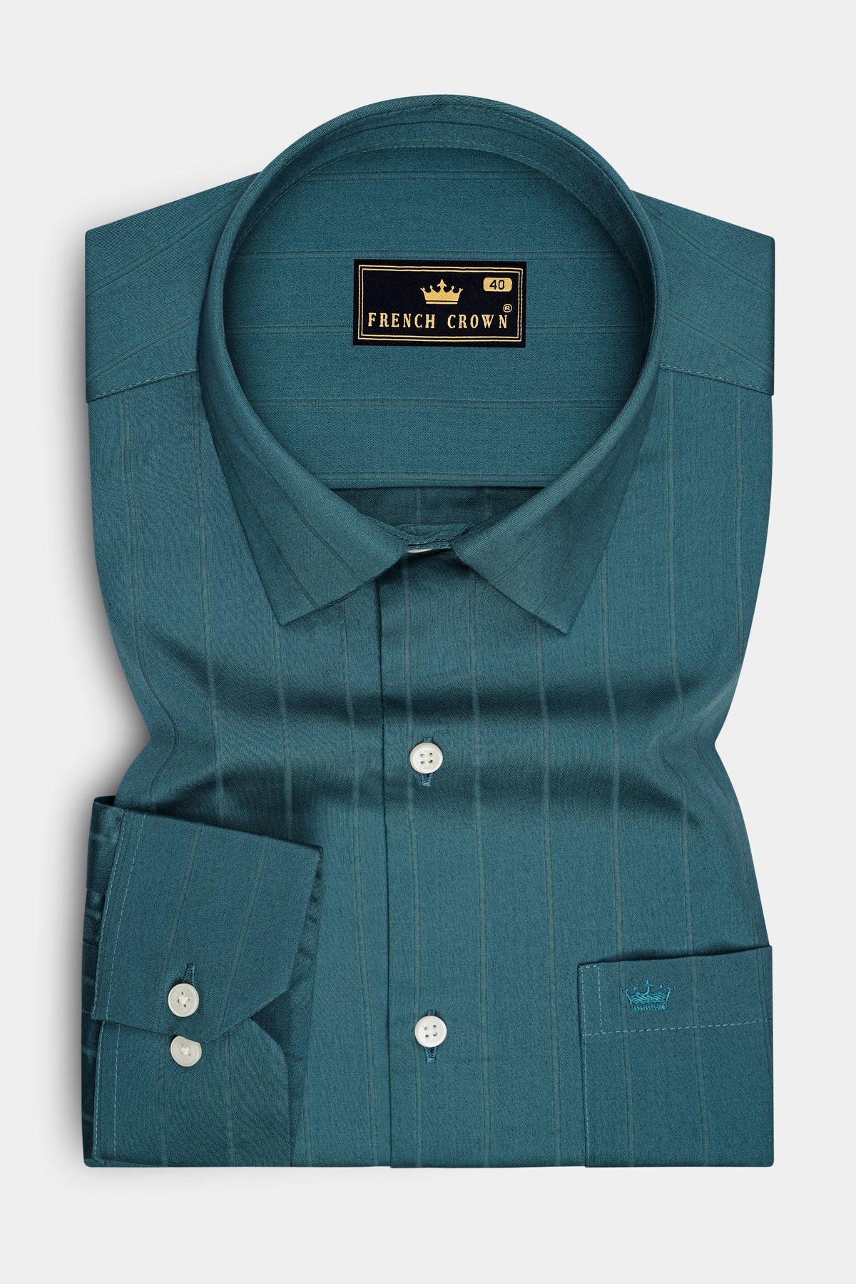 Verity-Firefly Blue Dobby Striped Premium Giza Cotton Dress Shirt