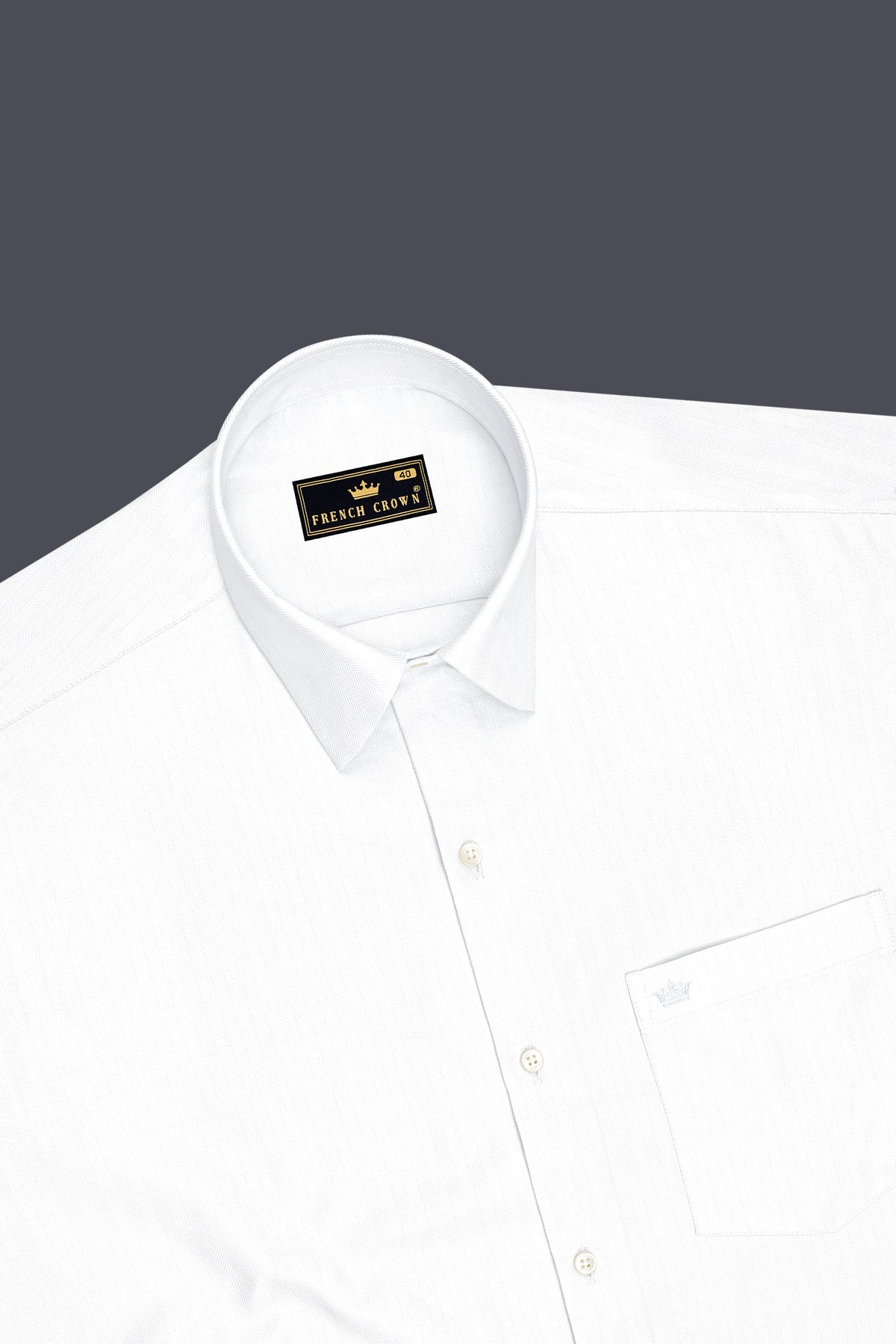 Monarch-Bright White Herringbone Textured Premium Cotton Dress Shirt