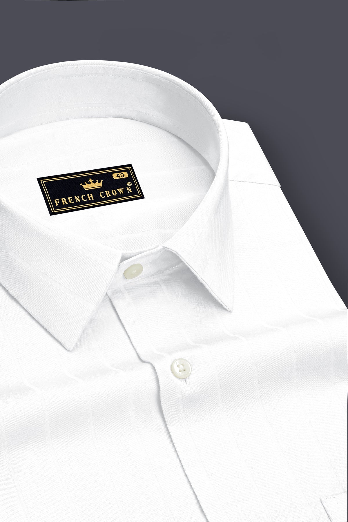 Dorian-Bright White Dobby Striped Premium Giza Cotton Dress Shirt