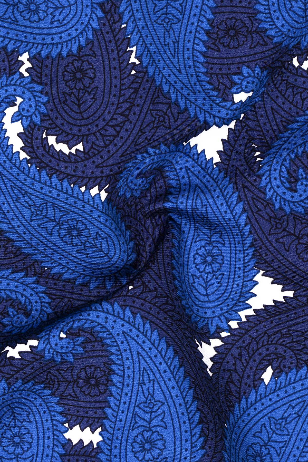 Celeste-Sapphire Blue And Bright White Paisley Printed Subtle Sheen Super Soft Premium Cotton Casual Shirt