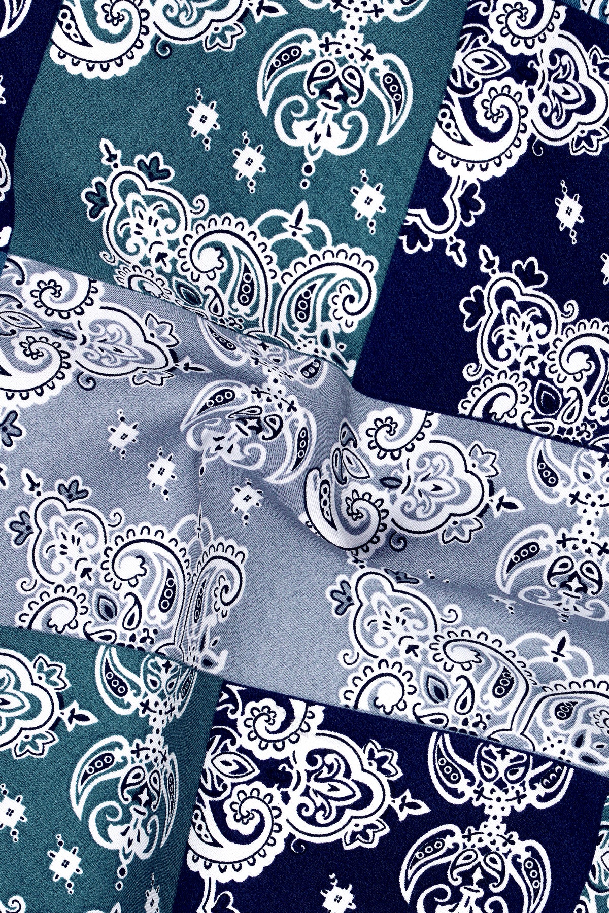 Imperial-Gothic Blue And Loblolly Gray Multicolor Classic Ornate Paisley Printed Subtle Sheen Super Soft Premium Cotton Casual Shirt