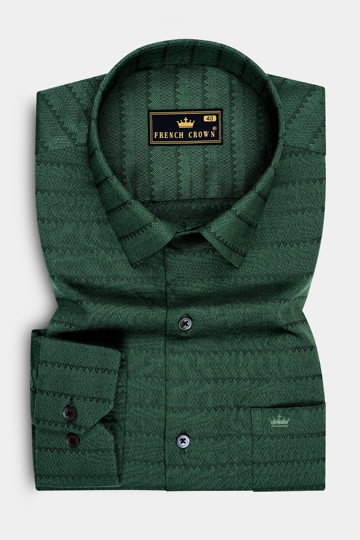 Arden-Celtic Green Jacquard Textured Premium Cotton Dress Shirt