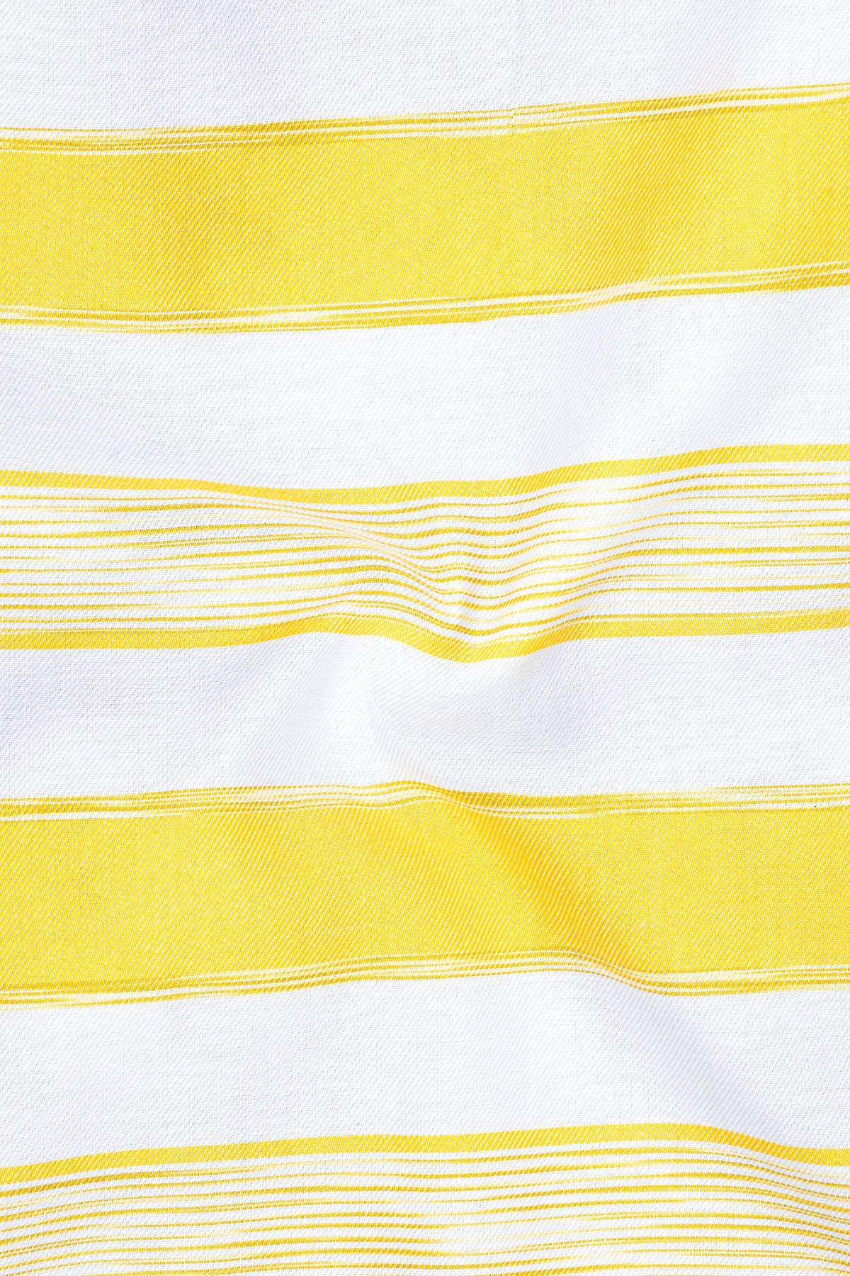 Zestivo-Icterine Yellow And Bright White Twill Horizontal Striped Premium Cotton Casual Shirt