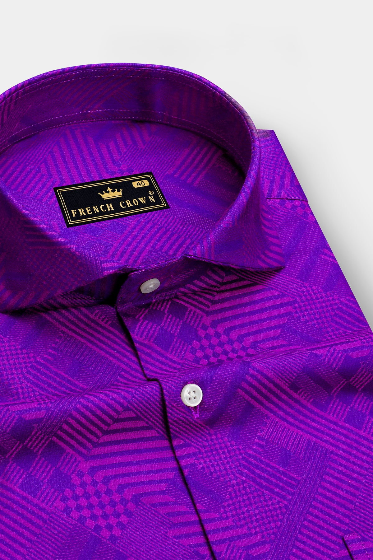 Ornate-Eminence Purple Abstract Geometric Jacquard Textured Premium Cotton Dress Shirt