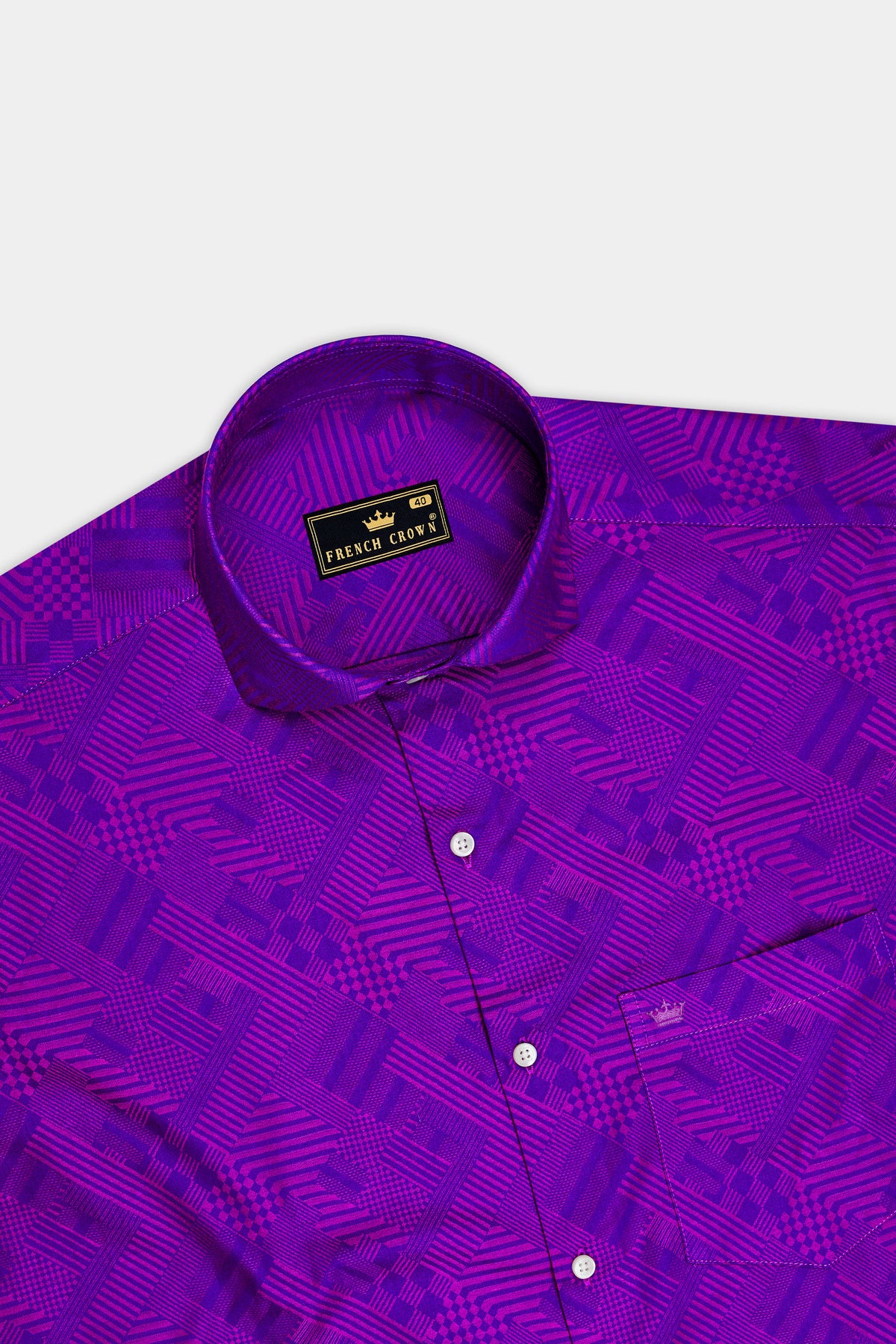 Ornate-Eminence Purple Abstract Geometric Jacquard Textured Premium Cotton Dress Shirt