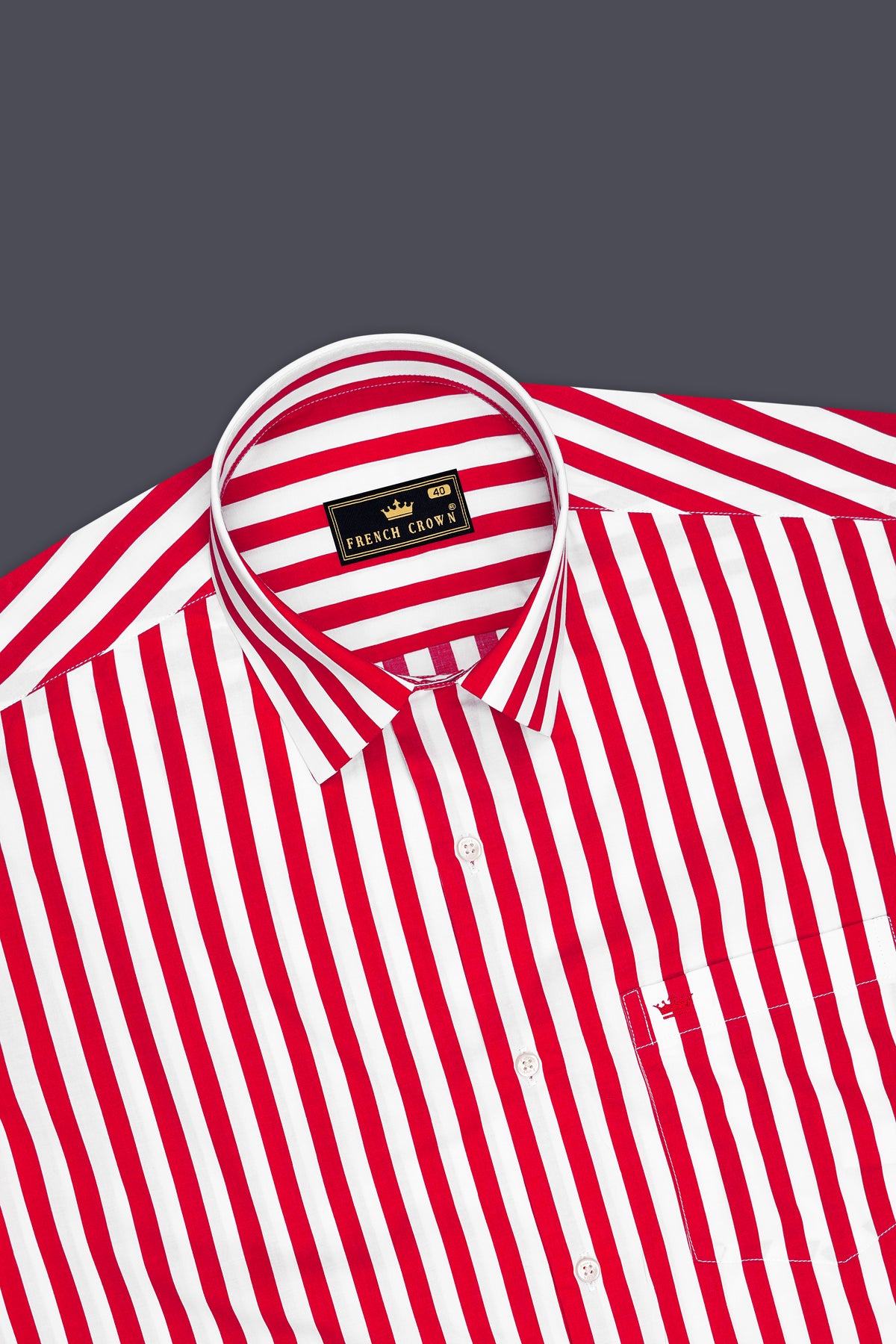 Striata-Ruddy Red And Bright White Candy Striped Super Soft Premium Cotton Dress Shirt